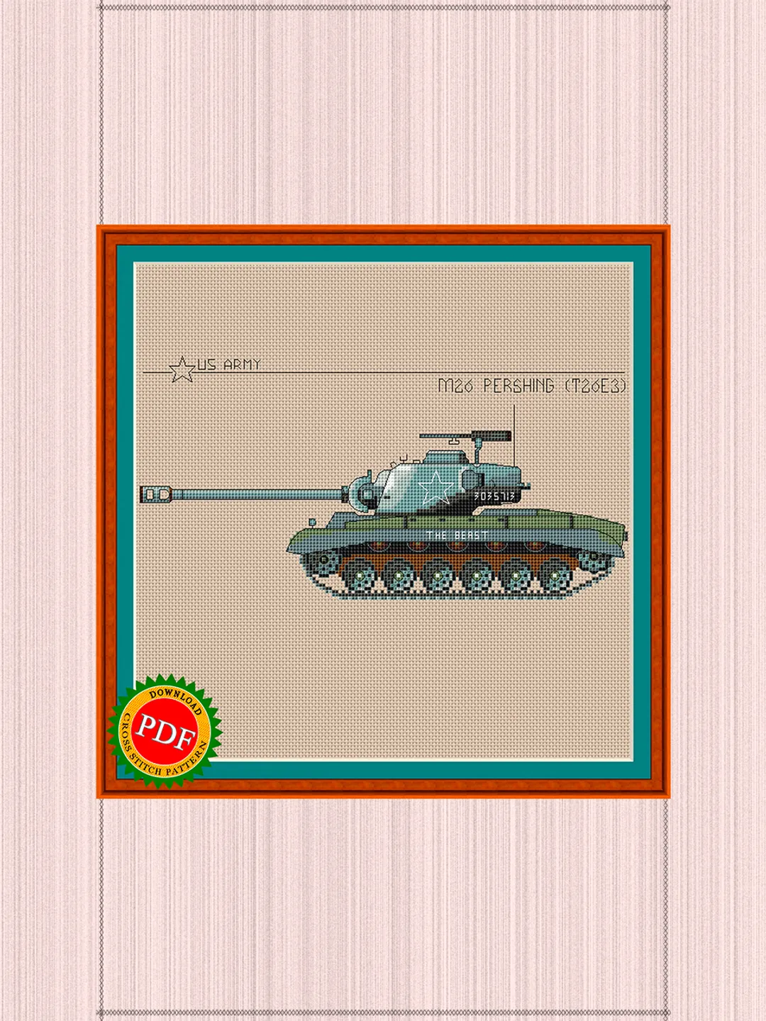 Pershing M26 Cross Stitch Pattern | American Pershing Tank