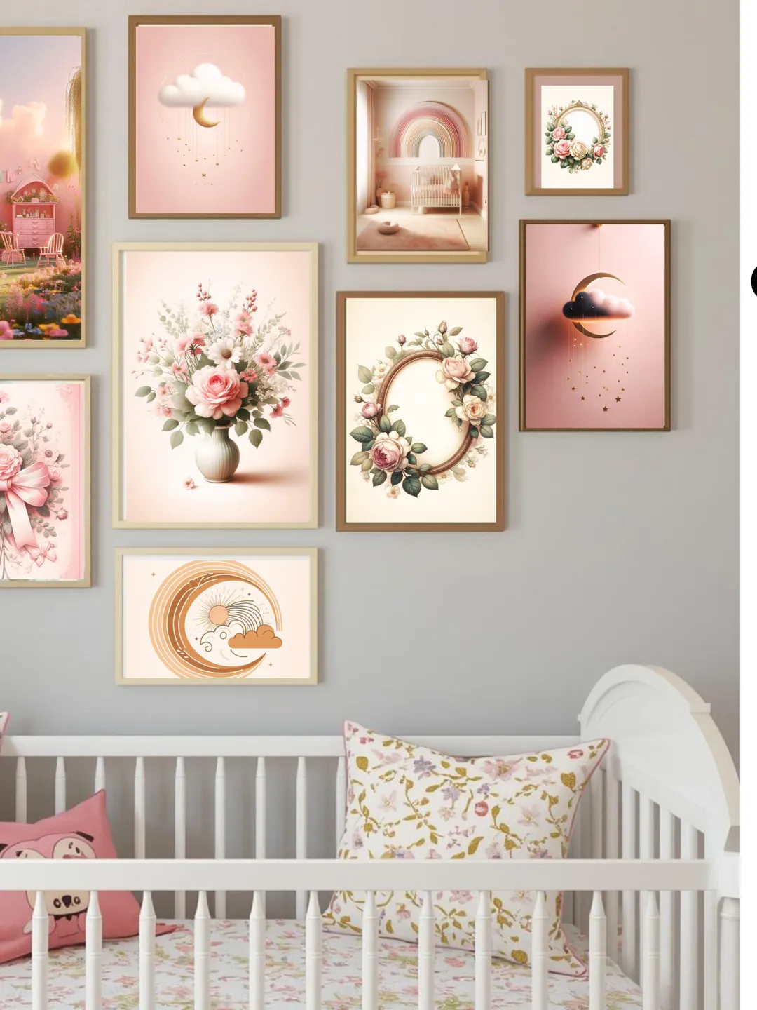 Cottagecore nursery wall art set, baby girl nursery decor ,wildflower ...