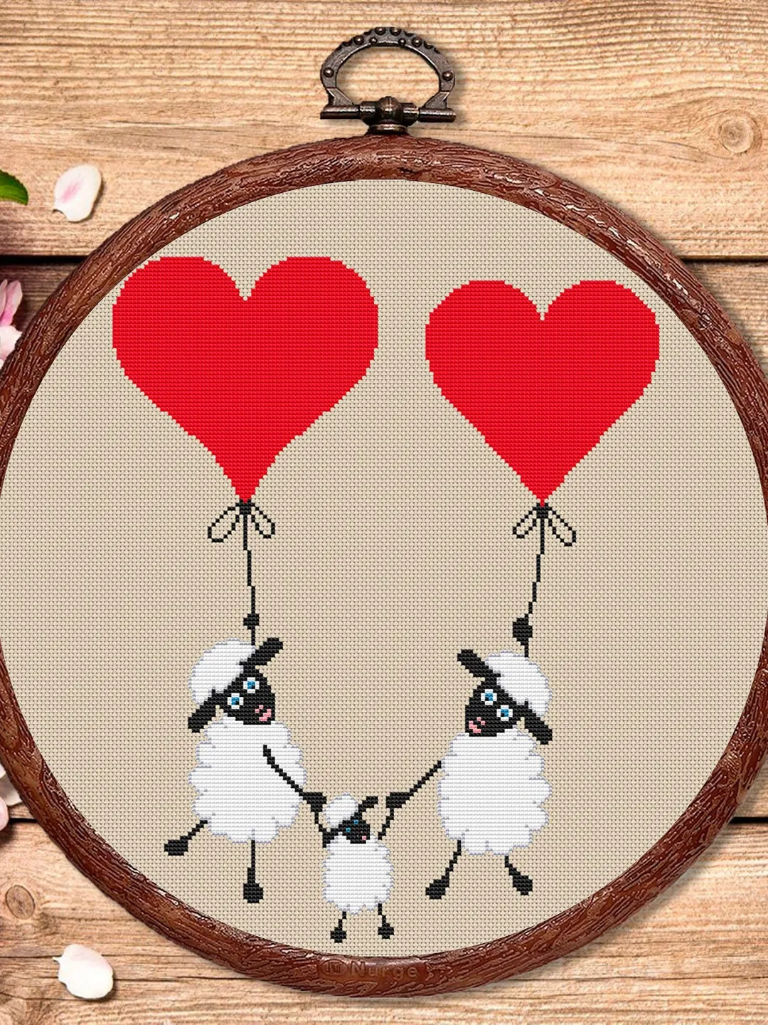 Sheeps in Love Cross Stitch Pattern, Sheep Cross Stitch