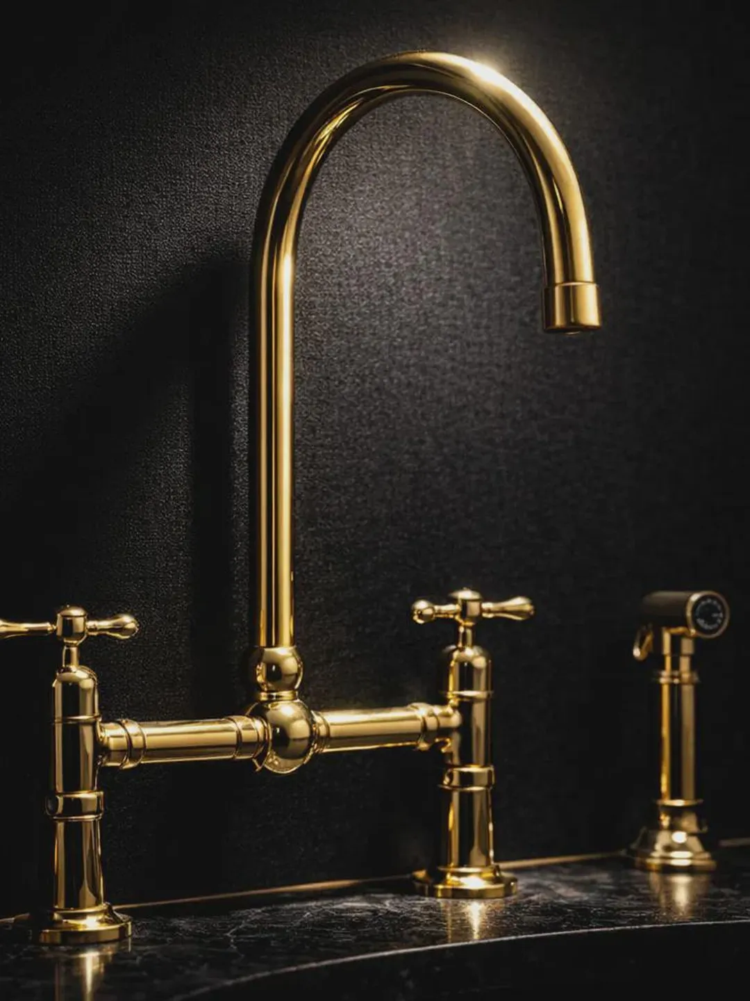 Handmade Bone Inlay Wall Mount Faucet - Black and White Patterned Brass ...