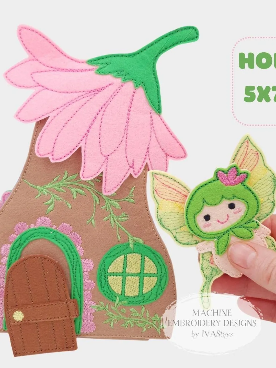 ITH Fairy House Quiet Book Embroidery Design Set, Felt Dollhouse with Furniture Pattern, 5x7 Hoop Digital File