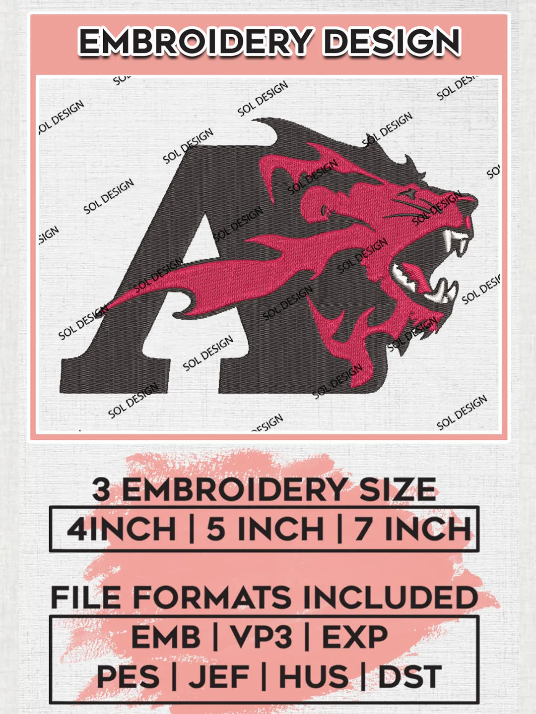 NCAA Albright Lions College Team Logo Embroidery Design Files, NCAA Albright Lions Machine Embroidery, NCAA Teams, 3 sizes, NCAA Machine embroidery designs, Digital Download