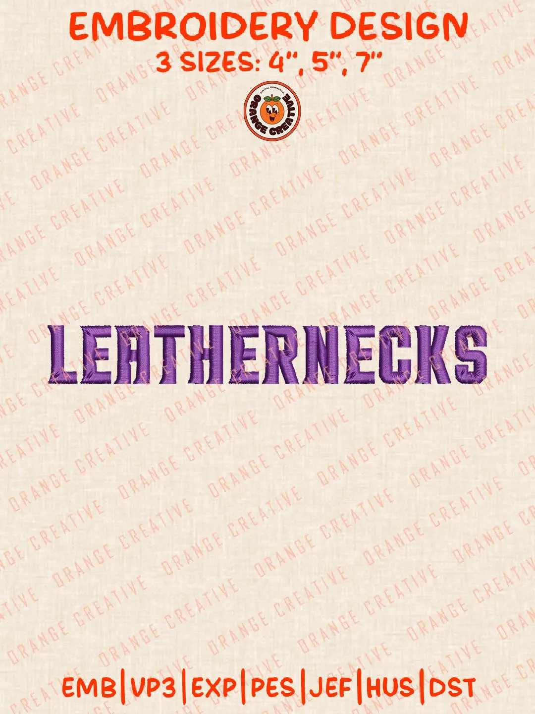 Leathernecks Text Embroidery Design, NCAA Western Illinois Leathernecks Team Logo Embroidery Design, Machine Embroidery Design File, 4 Sizes, Custom Size, Digital Download