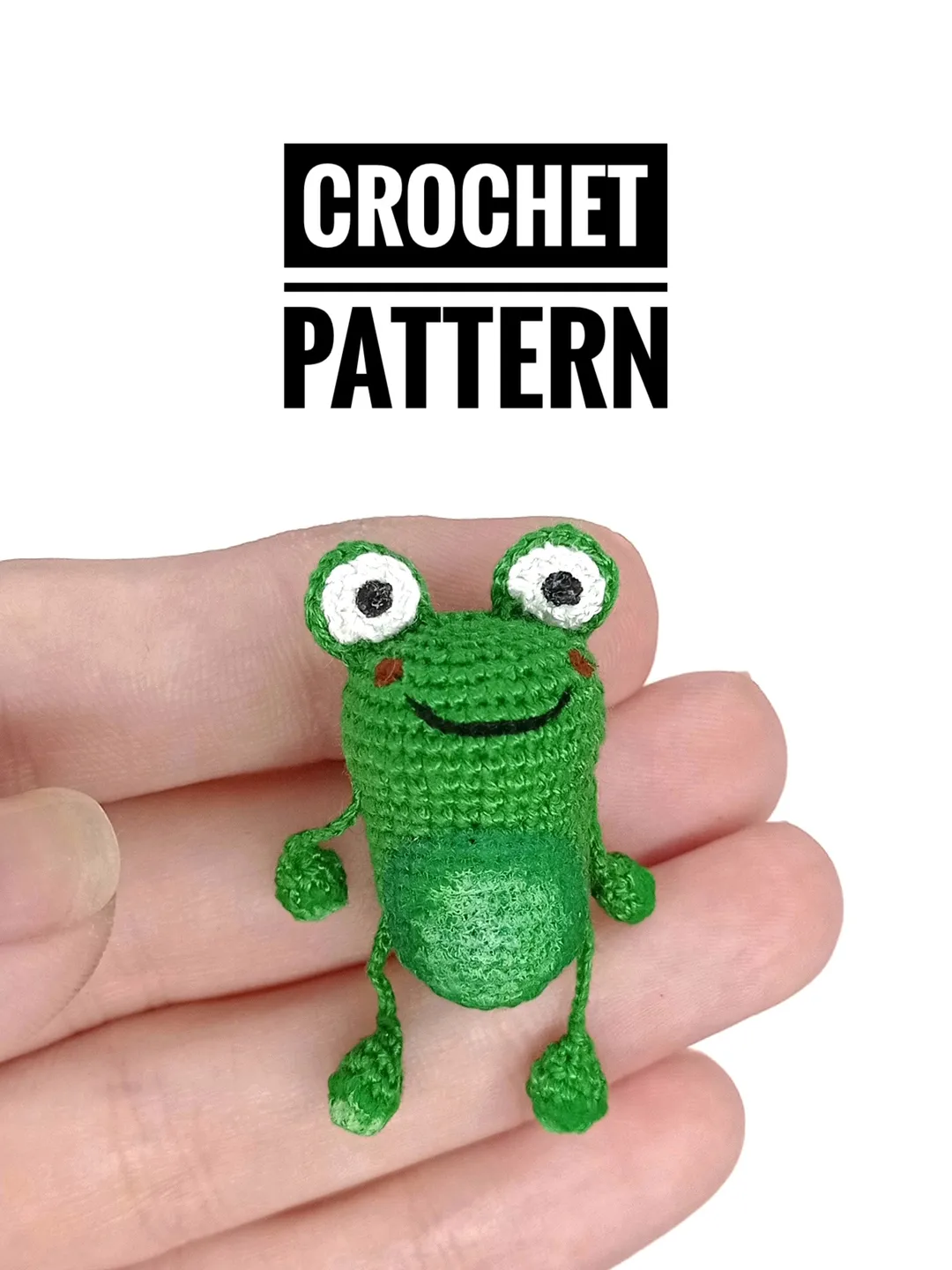 PDF crochet pattern little frog. Crochet miniature pattern. Little frog toy pattern. DIY cute toy. Pattern amigurumi