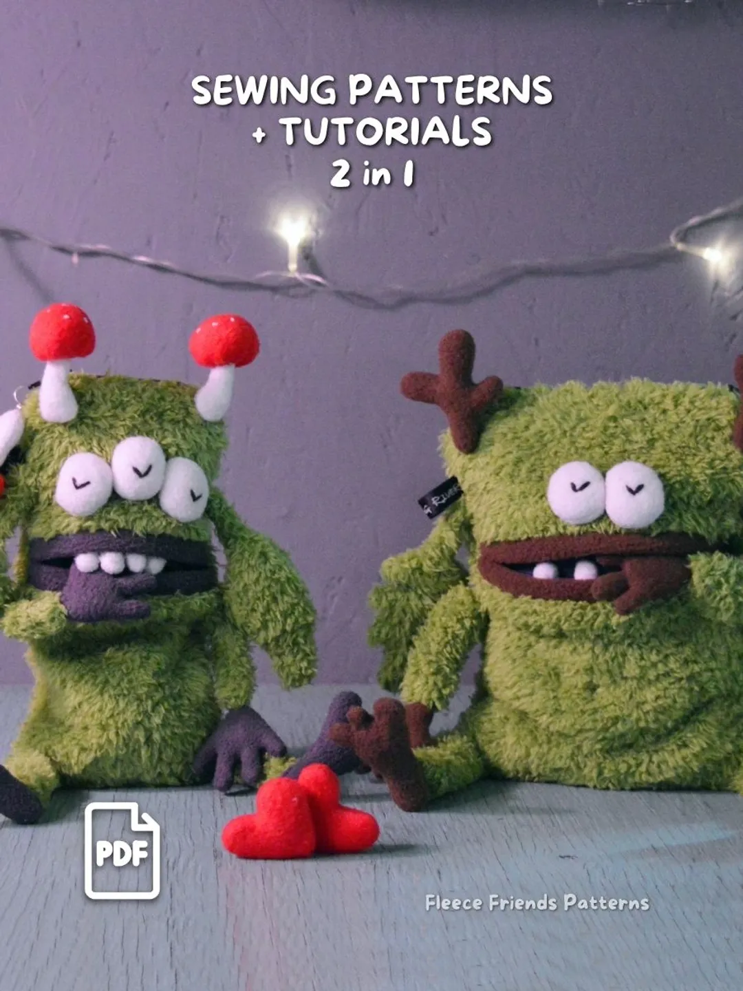 Monster Zipper Purse Sewing Pattern Bundle PDF, 2 Plush Bags with Teeth Mouth Pocket, Beginner Zipper Set