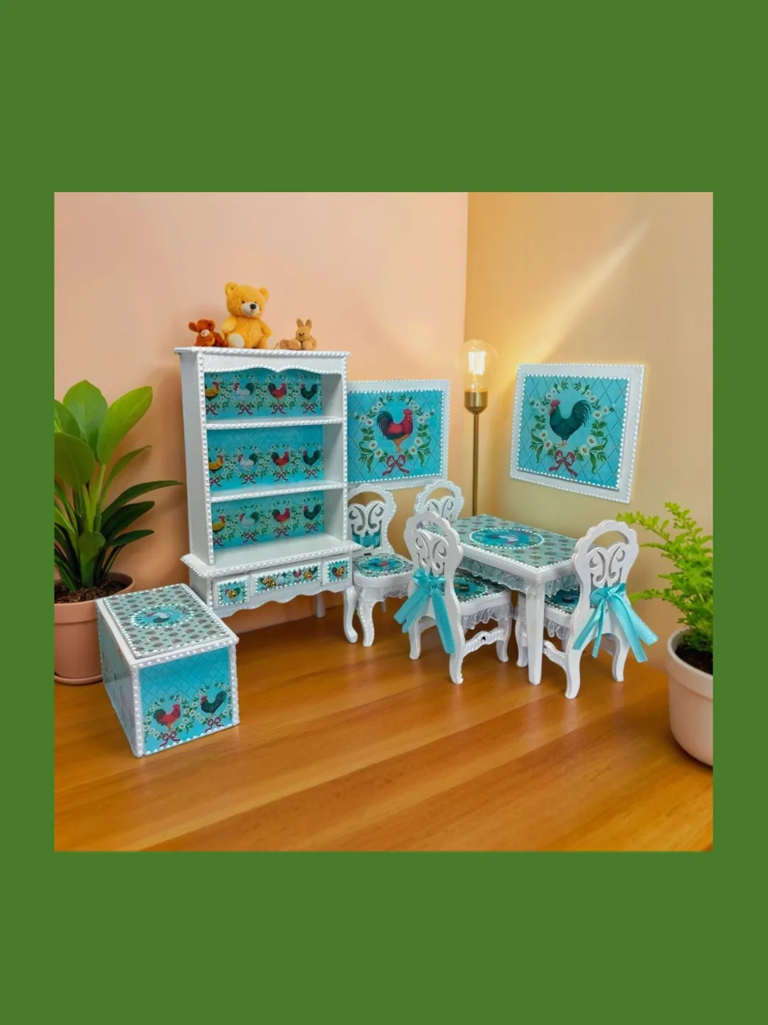 Furniture set for doll kitchen. 1:12. Handmade. Dollhouse miniature. Furniture for dolls.