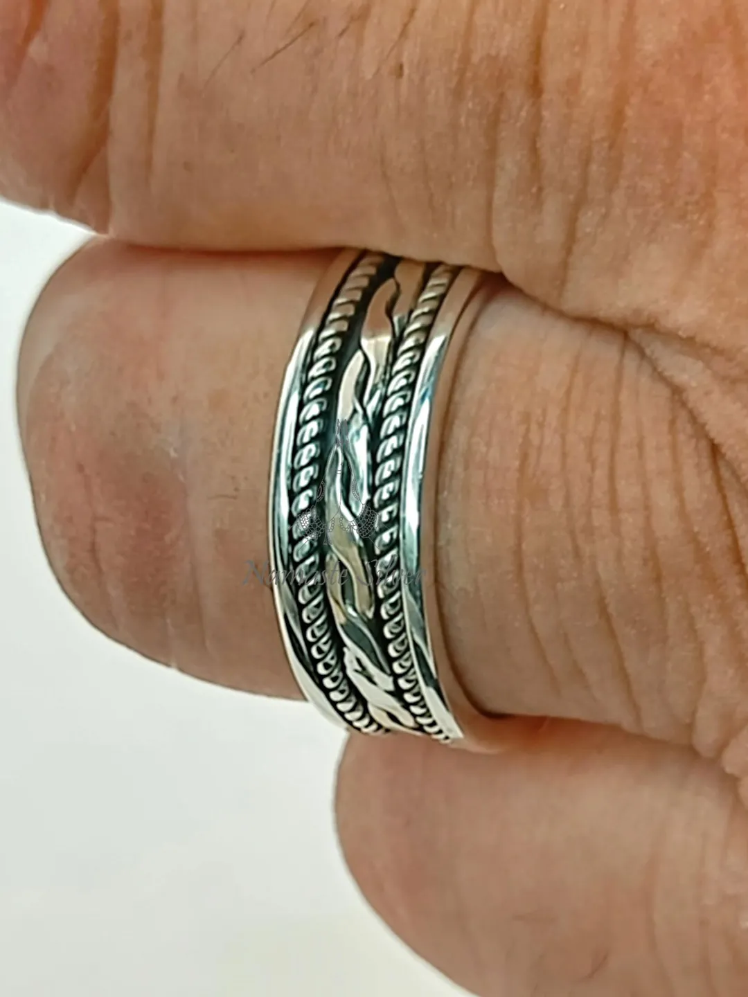 Anxiety Spinner Ring 925 Sterling Silver Band: Handmade Fidget Jewelry