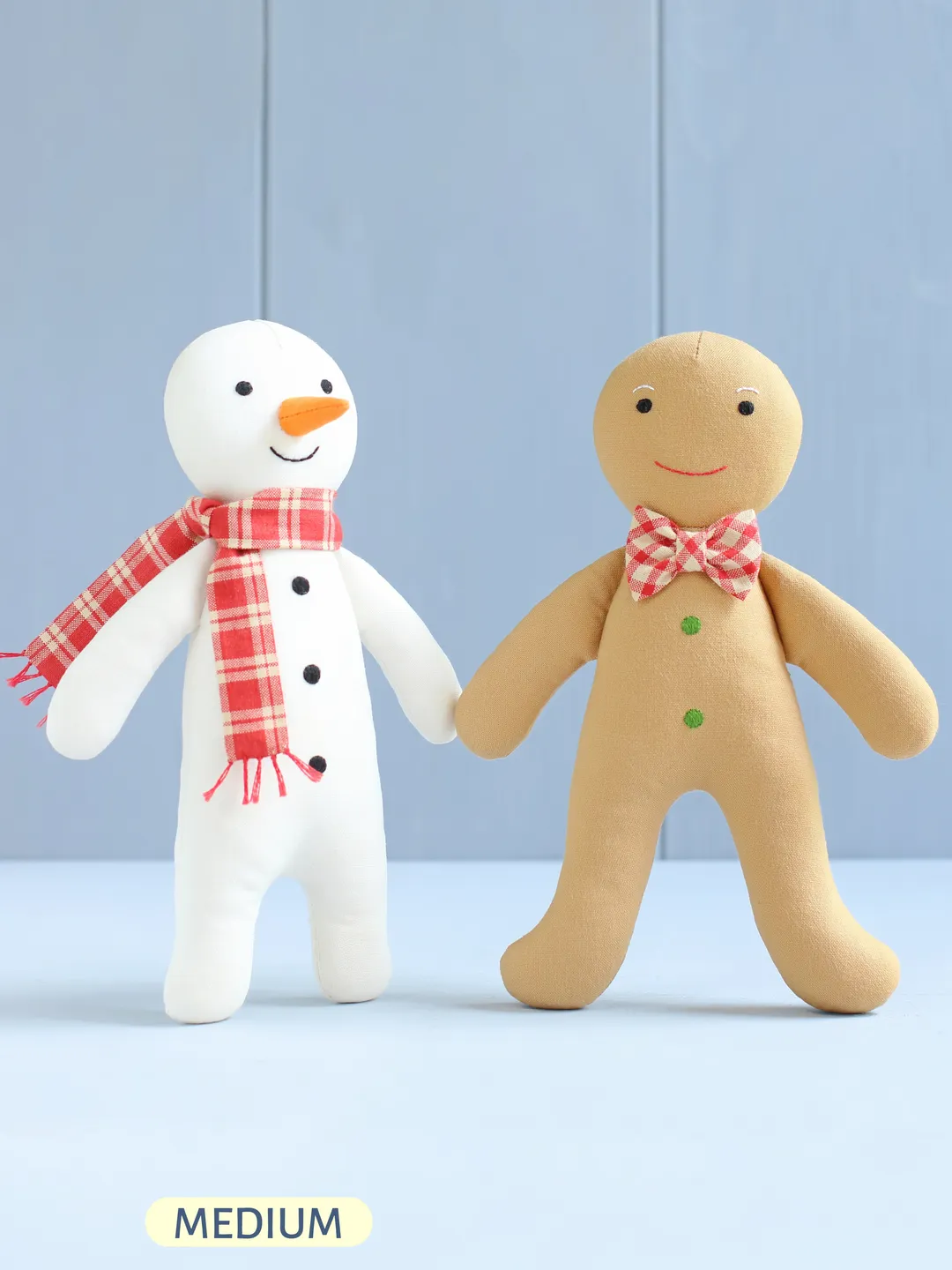 2 PDF Gingerbread Man Doll and Snowman Doll Sewing Patterns Bundle