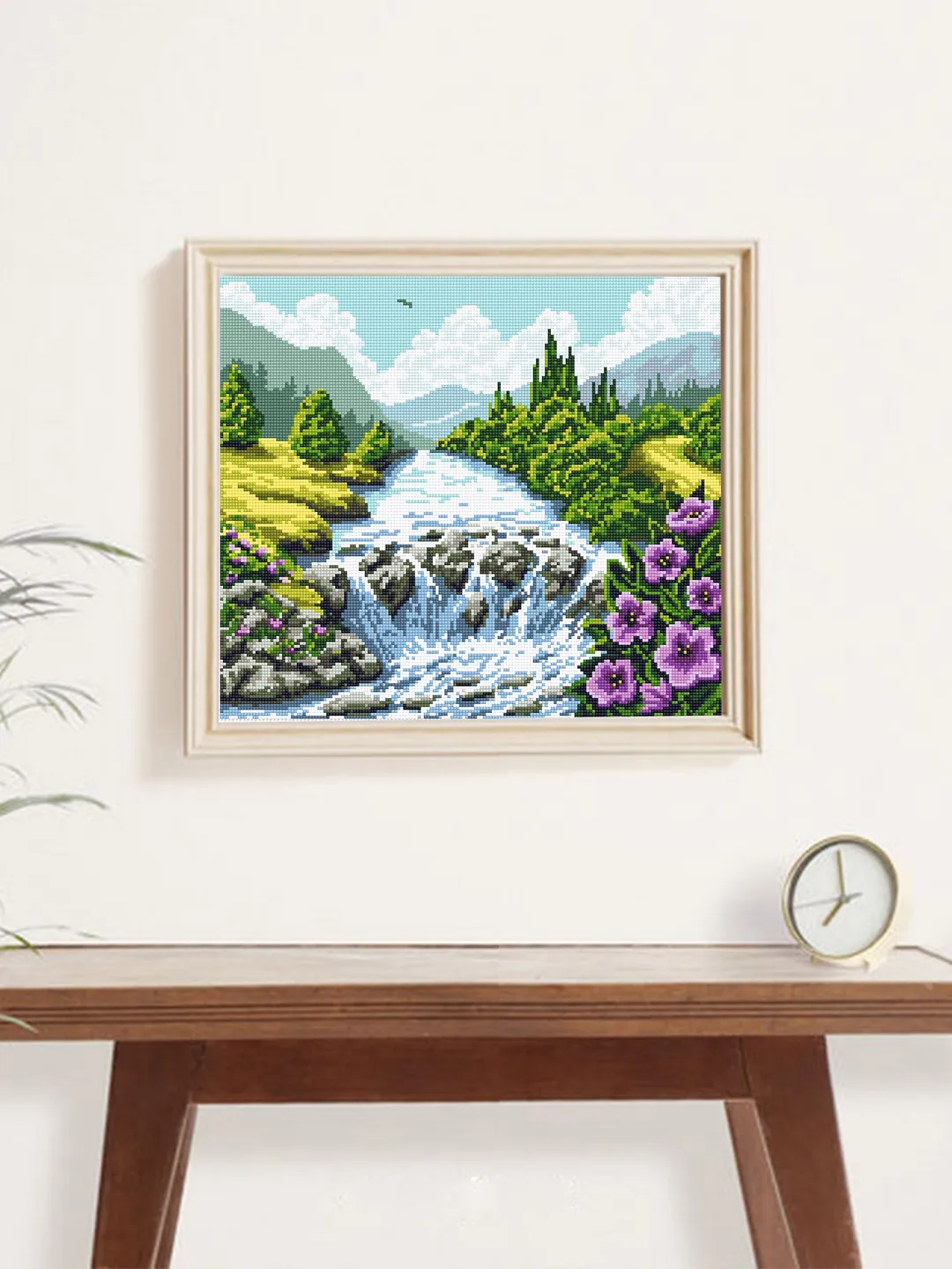 Nature cross stitch pattern PDF download Mountain waterfall landscape ...