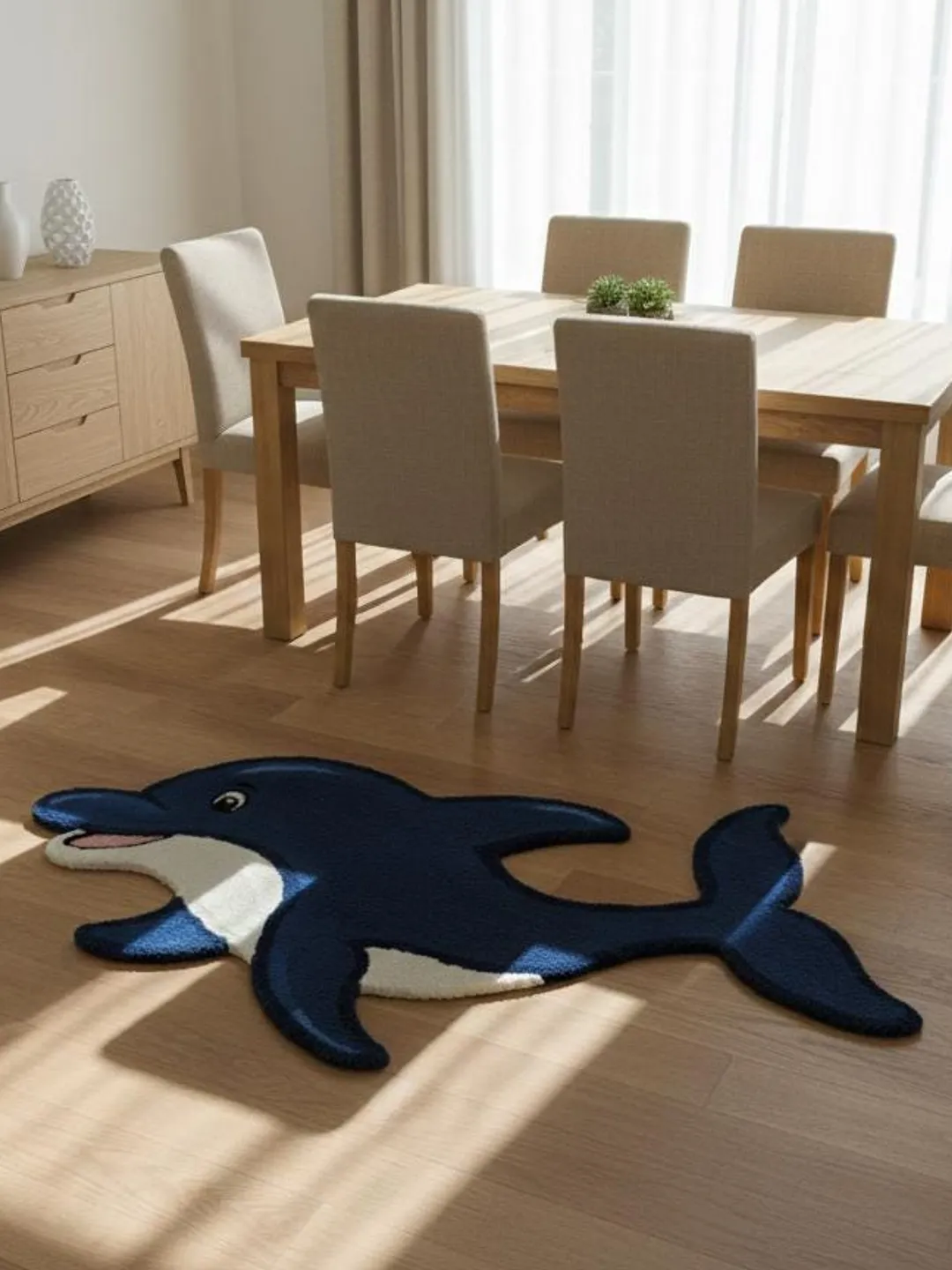 Hand-Tufted Wool Dolphin Rug | Kids Nursery, Ocean Theme