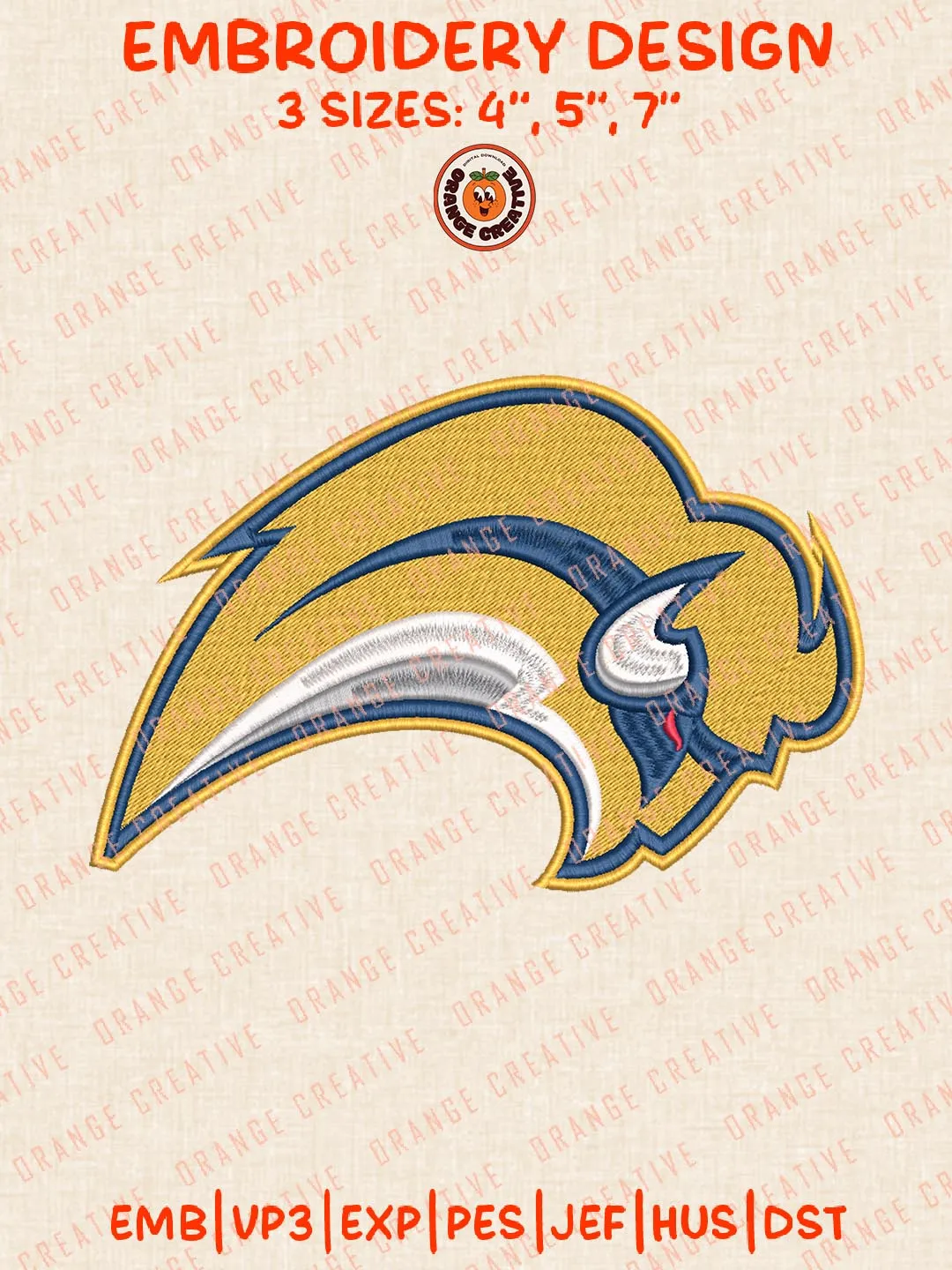 Buffalo Sabres Alternate Logo Embroidery Designs, NHL Team Logo Embroidery Files, Machine Embroidery Design File, 4 Sizes, Custom Size, Digital Download