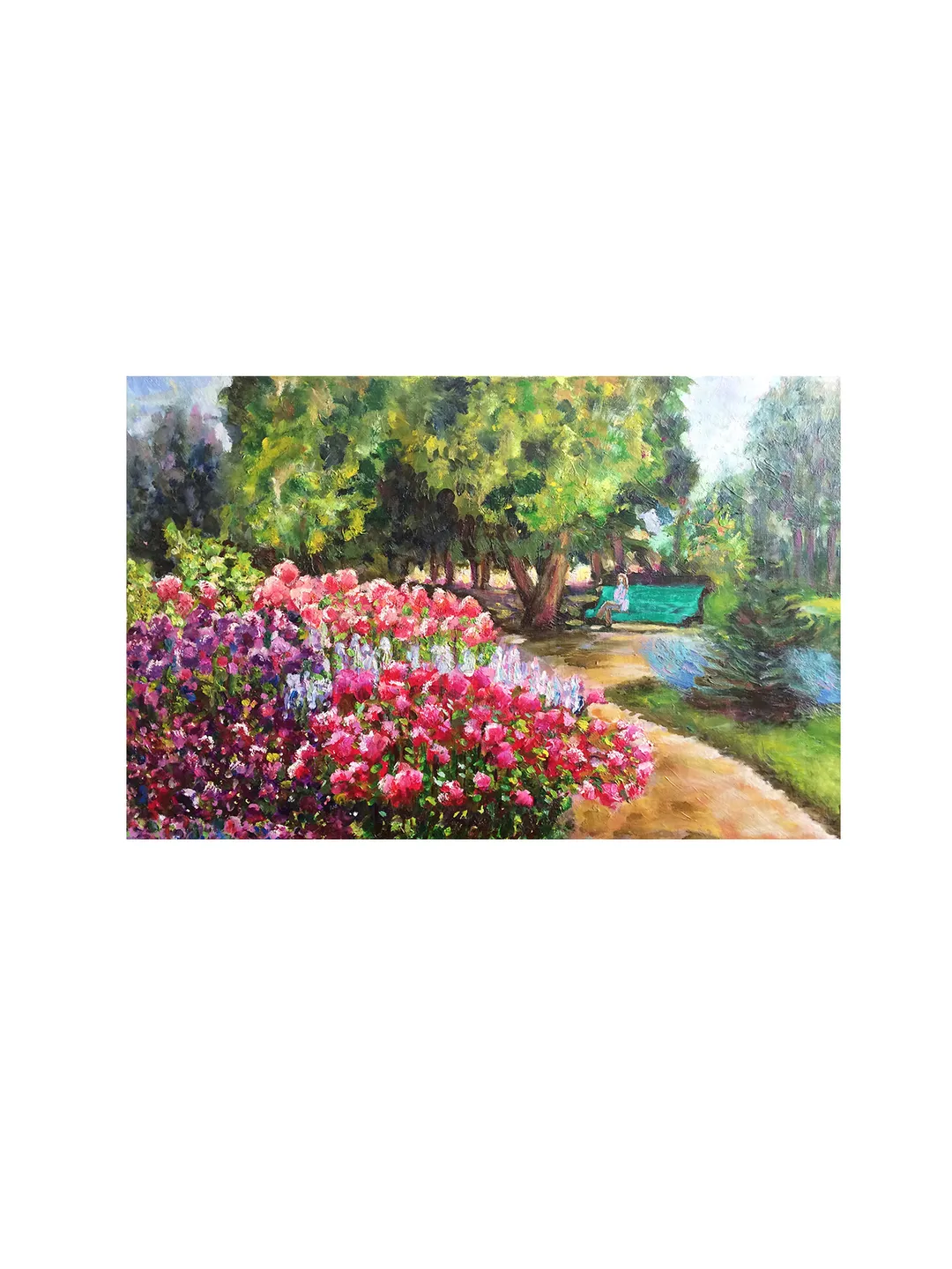 Floral Garden Painting Original Landscape Oil Painting on Canvas