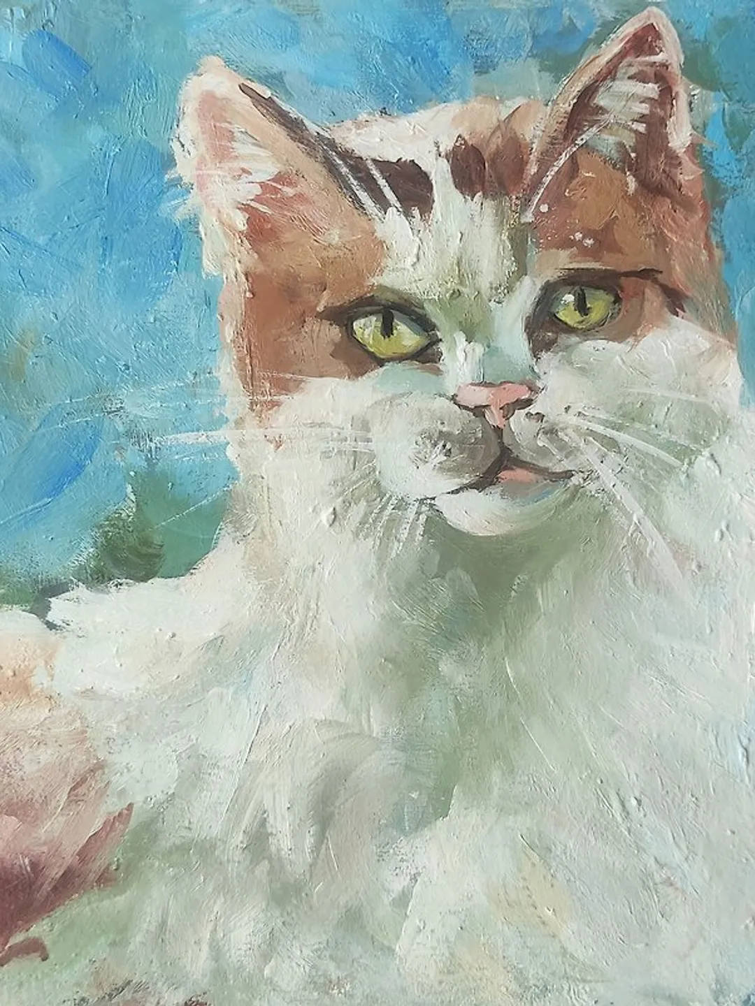 Cat Painting Original Oil Animal Artwork Cat Wall Art by OlivKan