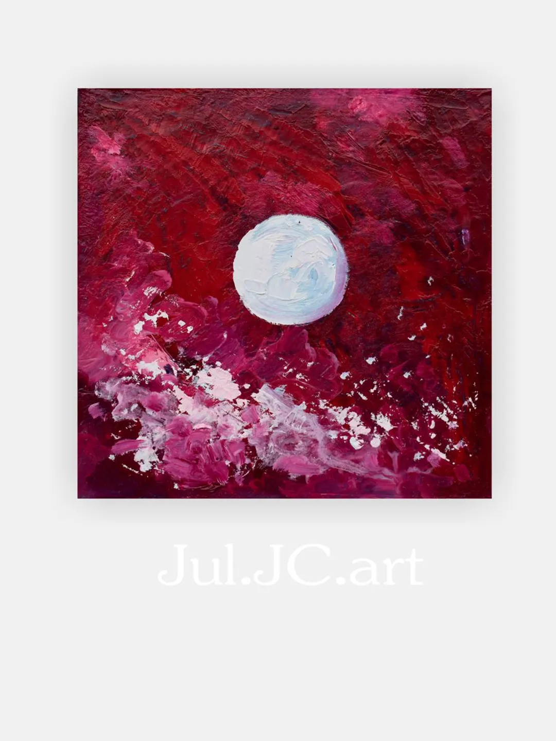 Night Sky Painting Cloud Original Art Full Moon Small artwork 6 by 6 " Moonlit Night Painting