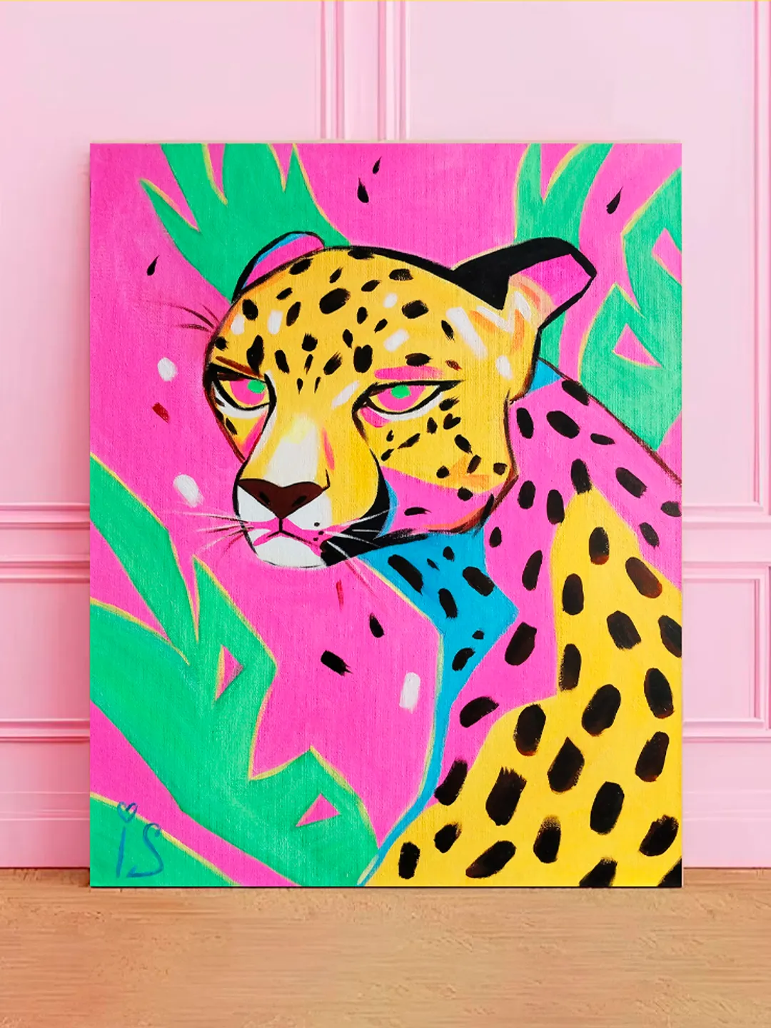 Neon Leopard Original Acrylic Painting