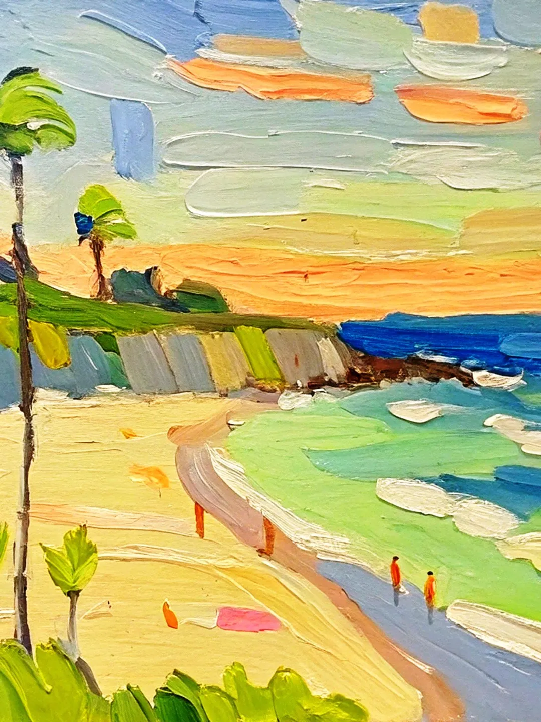 Carmel Beach Painting Seascape Original Art Monterey Abstract landscape Impasto Oil Painting Gift by ArtProkopaloSv