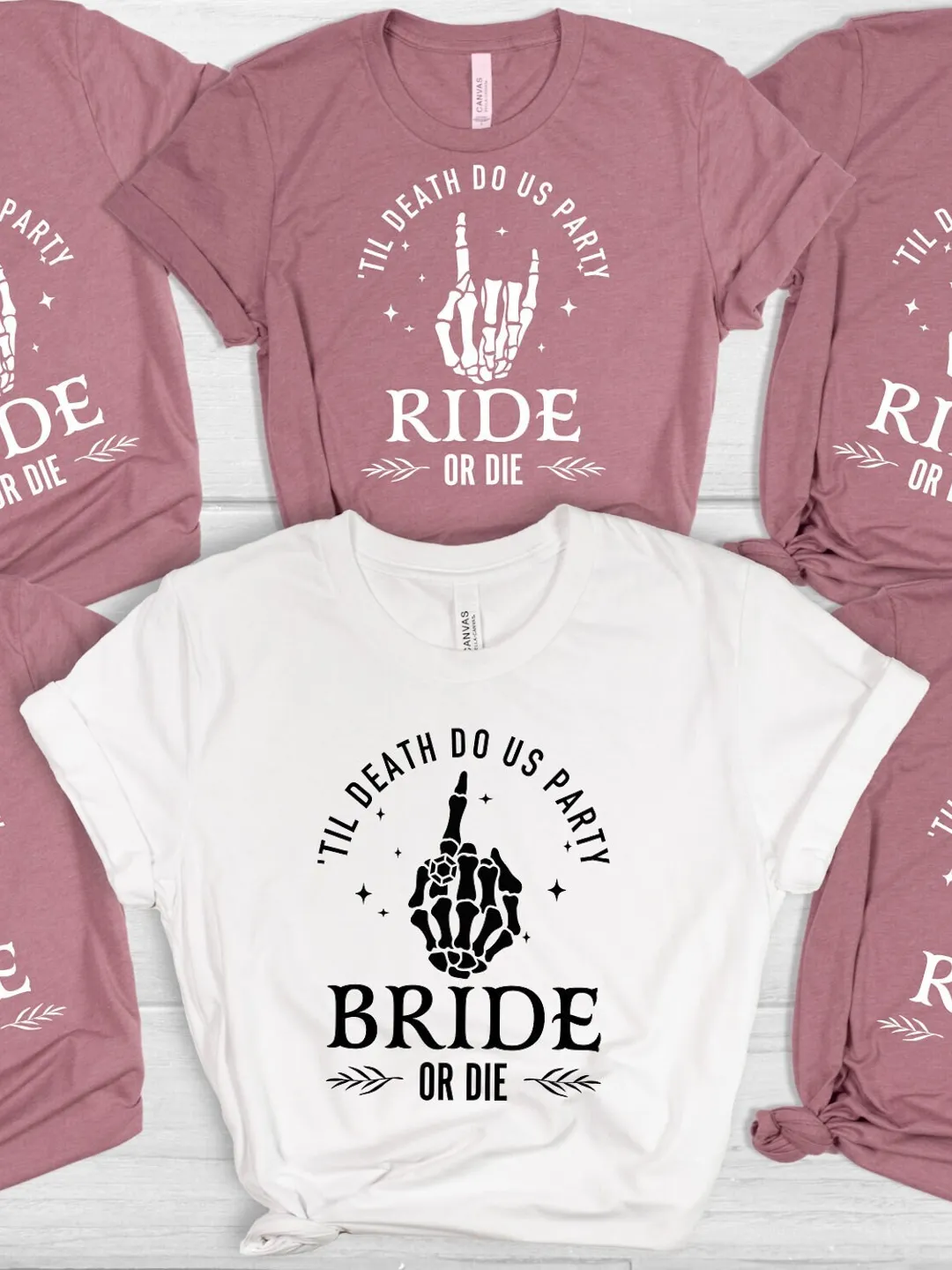 Bride or Die Bachelorette Party Shirt - Ride or Die Skeleton Design Soft Cotton