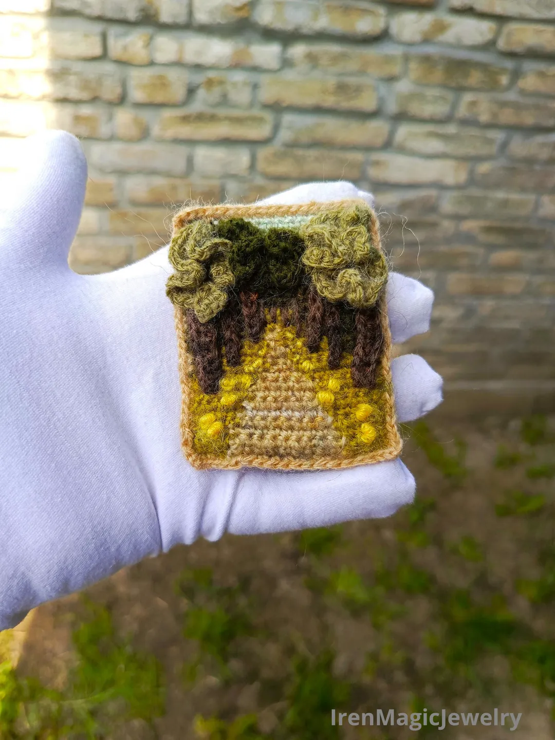 Handmade mohair brooch Forest Path