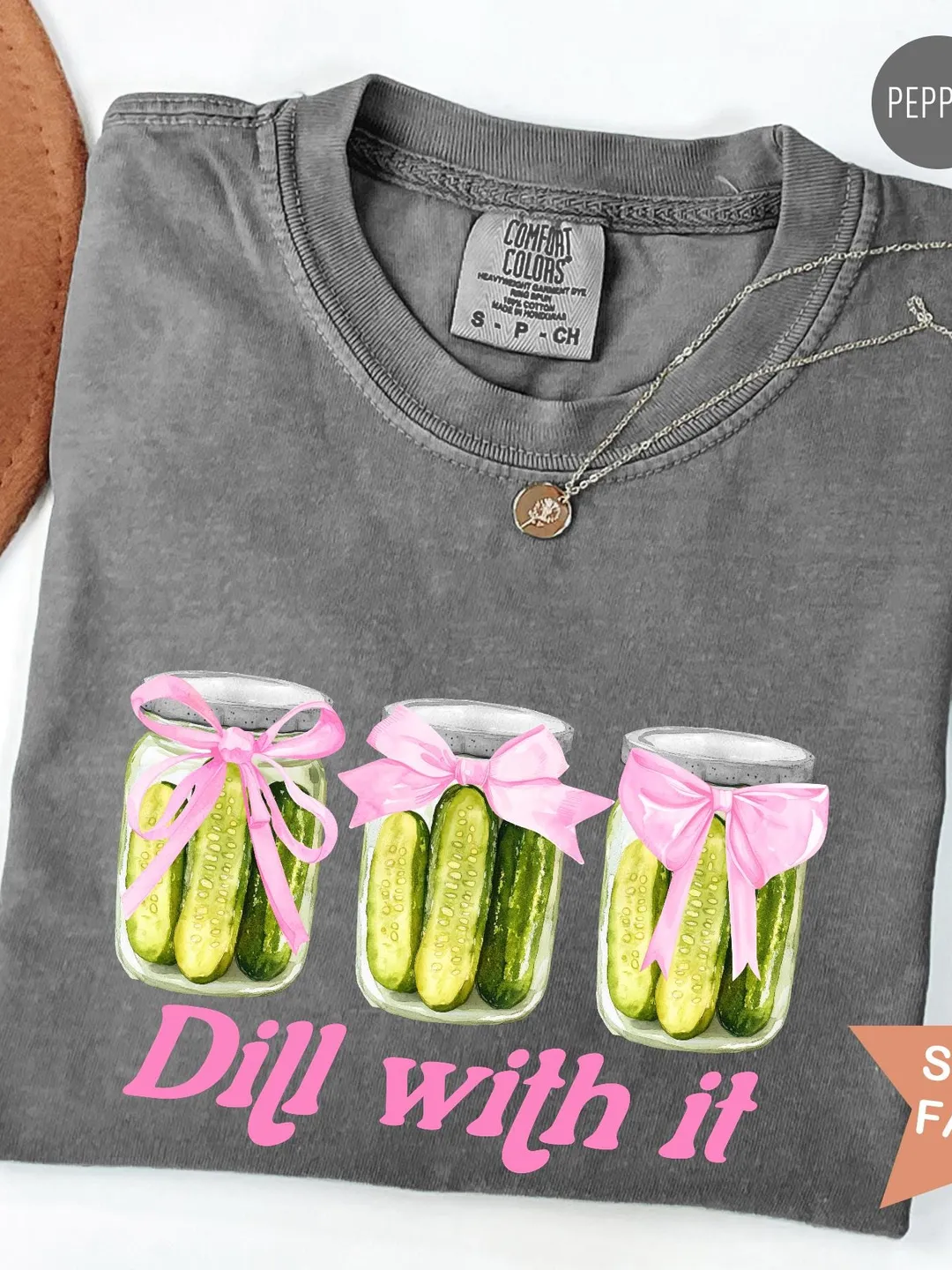 Funny Dill With It Pickle Shirt, Comfort Colors® Cute Pickle Lovers T-shirt, Coquette Pickle Jars Tee, Cute Women Gift