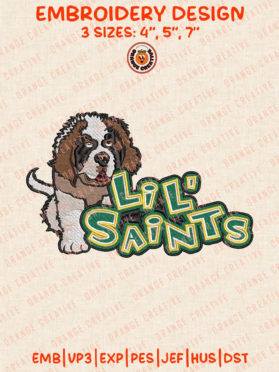 Lil Saints Embroidery Design, NCAA Siena Saints Team Logo Embroidery Design, Machine Embroidery Design File, 4 Sizes, Custom Size, Digital Download