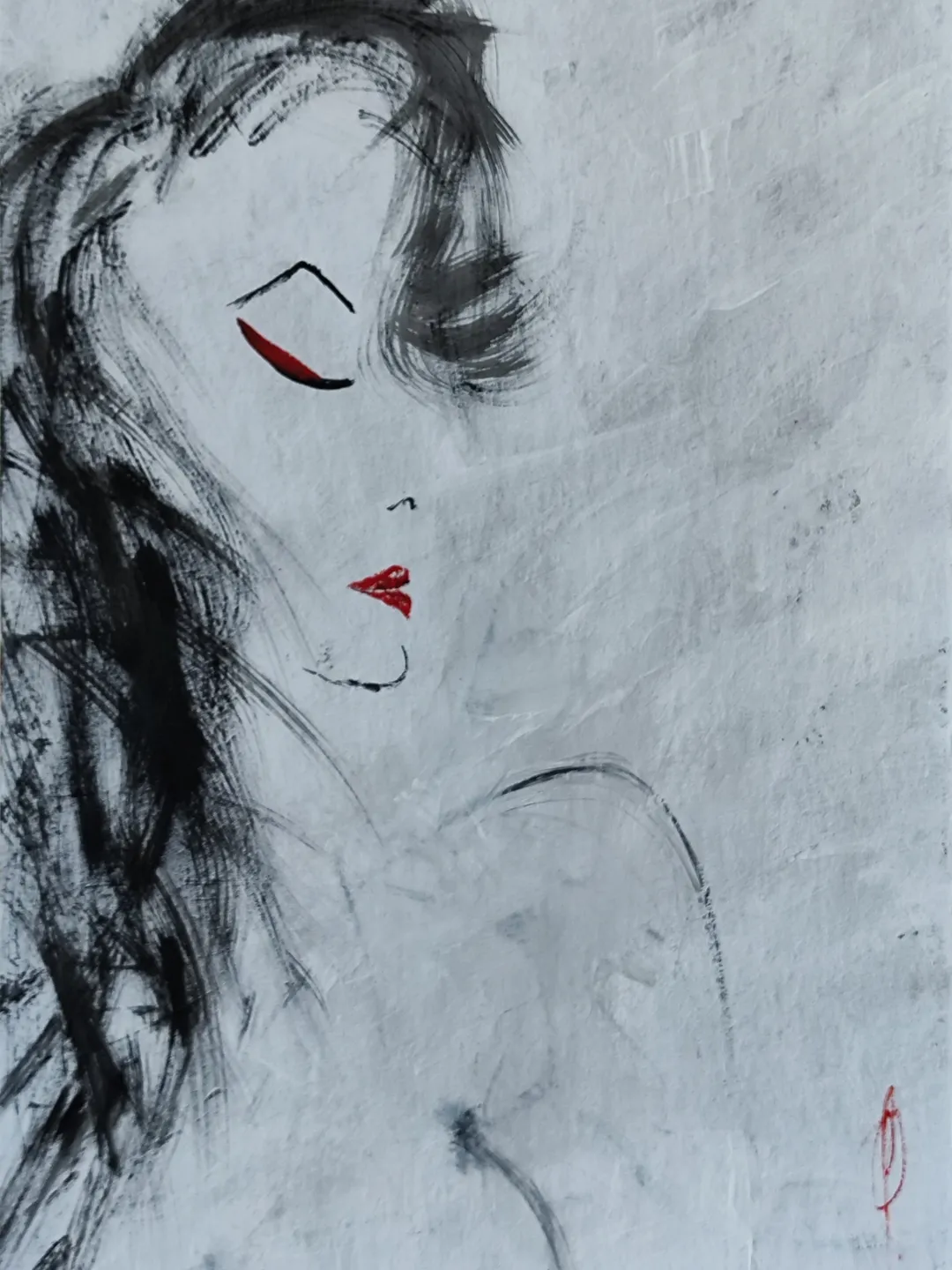 Nude woman painting.Original art