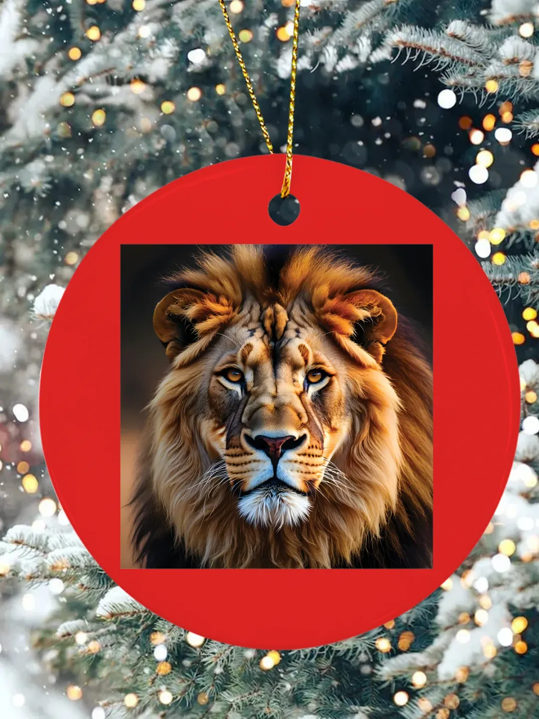 with Leo Christmas Ceramic Ornament