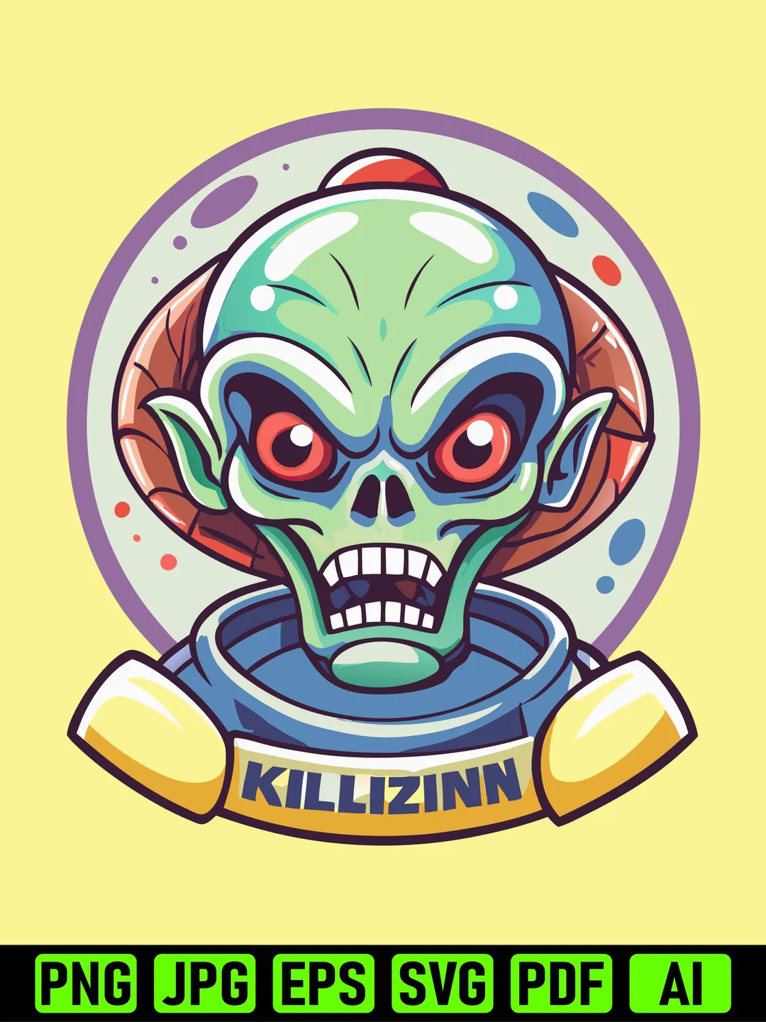 Alien Head Mascot Vector Illustration on White Background | Cool ...