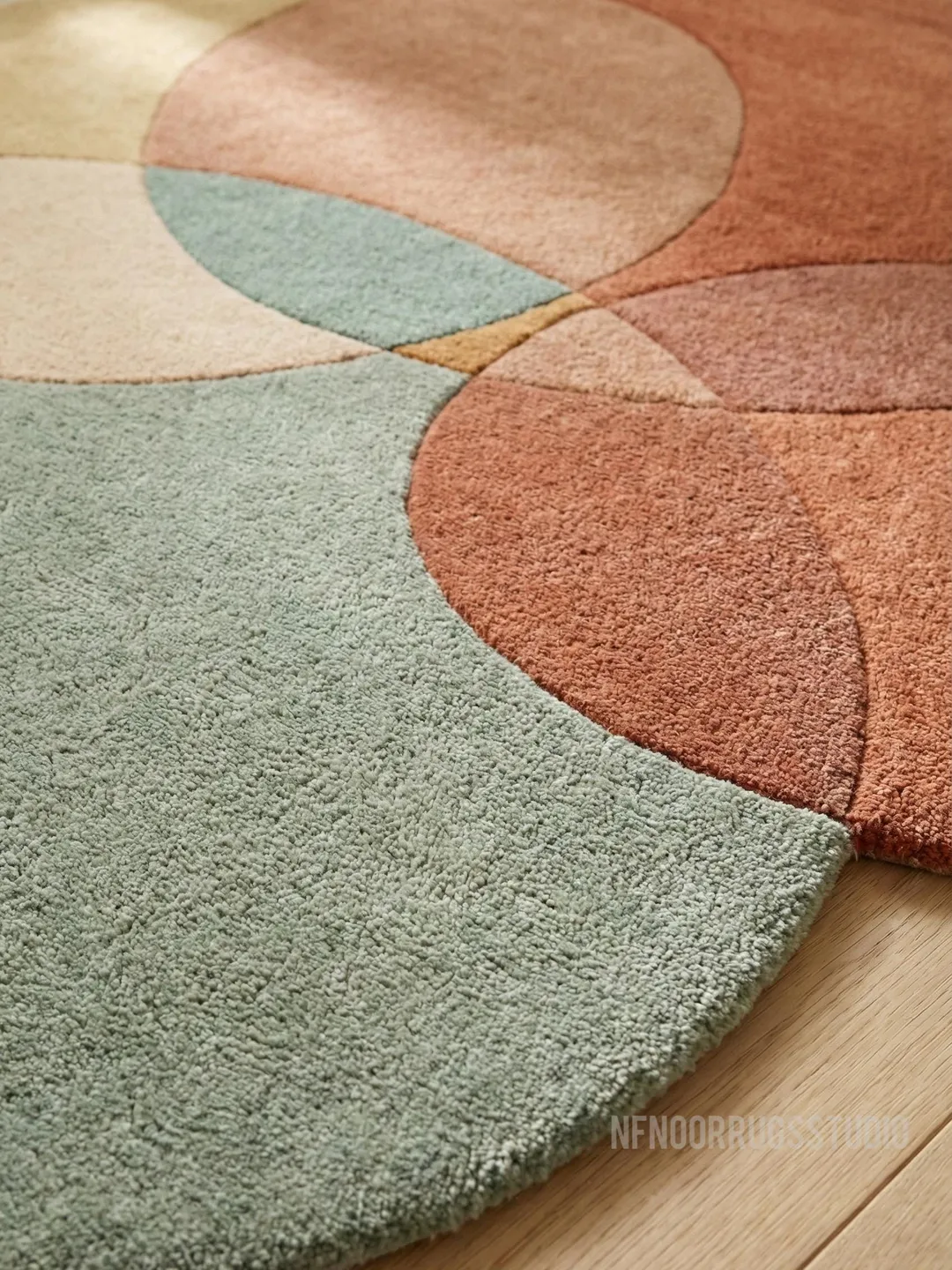 Overlap Blocks Wool Rug Hand-Tufted Wool Rug – Earth Tone Overlapping Circles, Modern Abstract ...