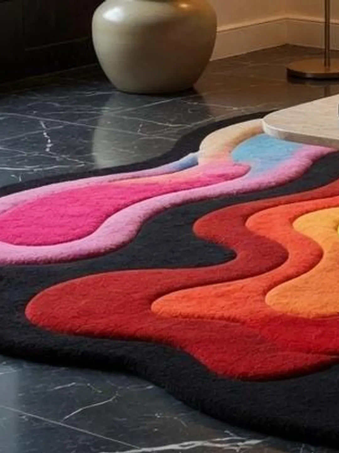Irregular Abstract Area Rug Colorful Abstract Area Rug: Modern Irregular Shape Carpet, Artistic ...