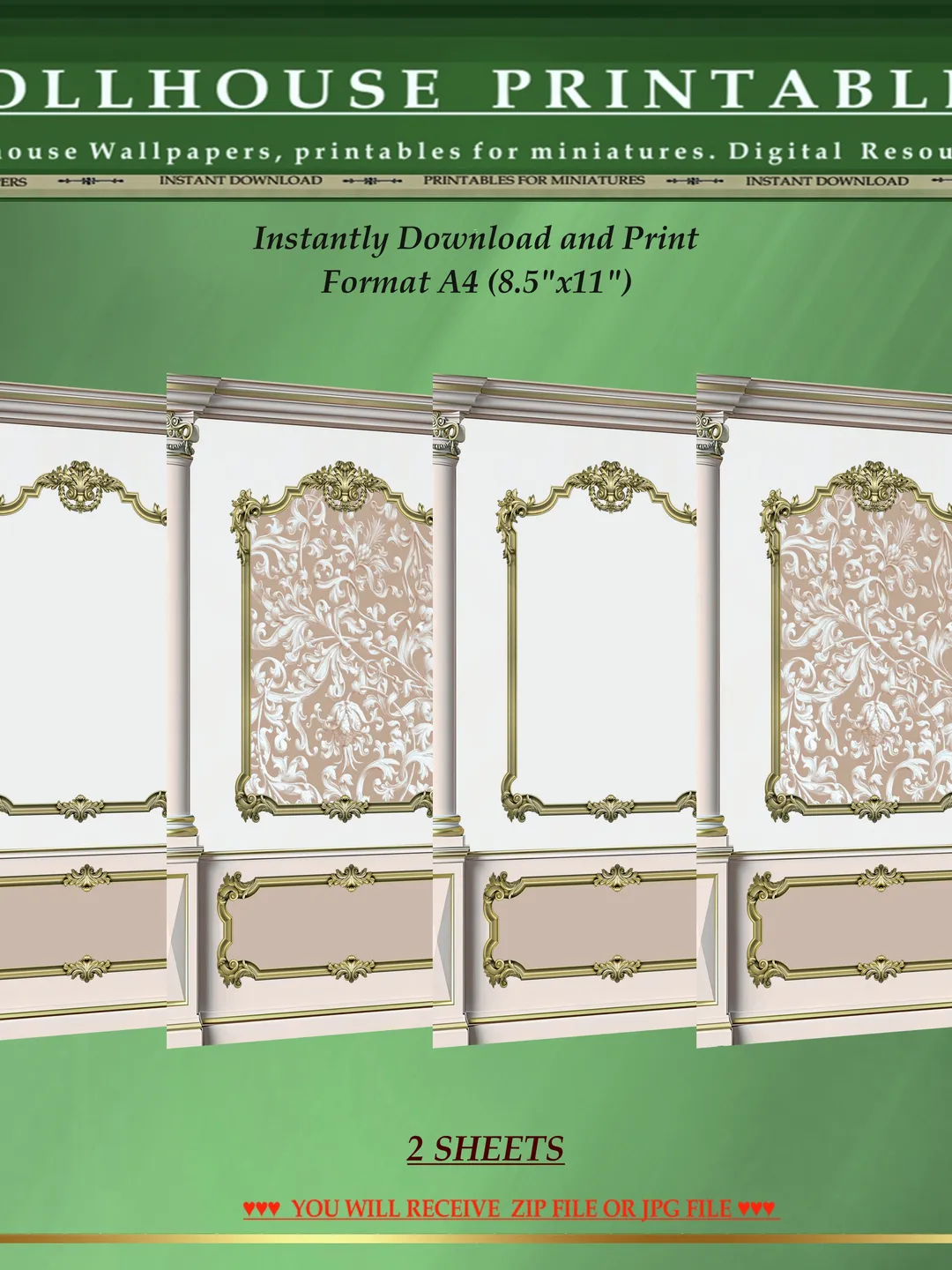 Wallpapers- Set 9 | Printables for Dollhouses and Unique Miniature ...