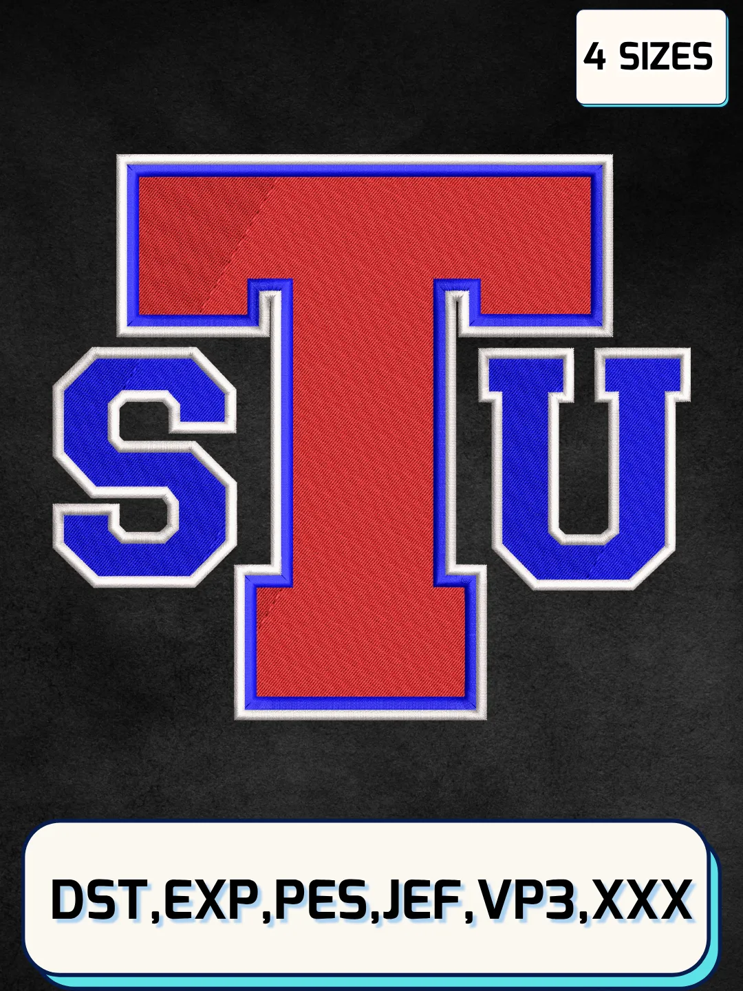 Tennessee State Tigers Secondary Logo Embroidery Design File,NCAA Logo Embroidery Design, Machine Embroidery Files, 4 Sizes