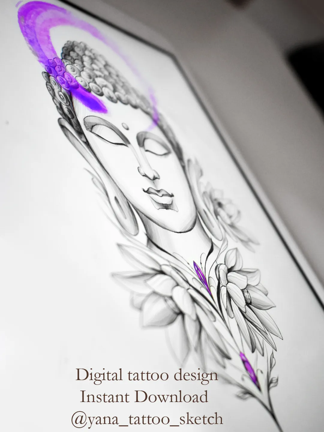 Buddha Tattoo Design Enso Buddha Tattoo Sketch Ideas, Instant download PDF, PNG, JPG files