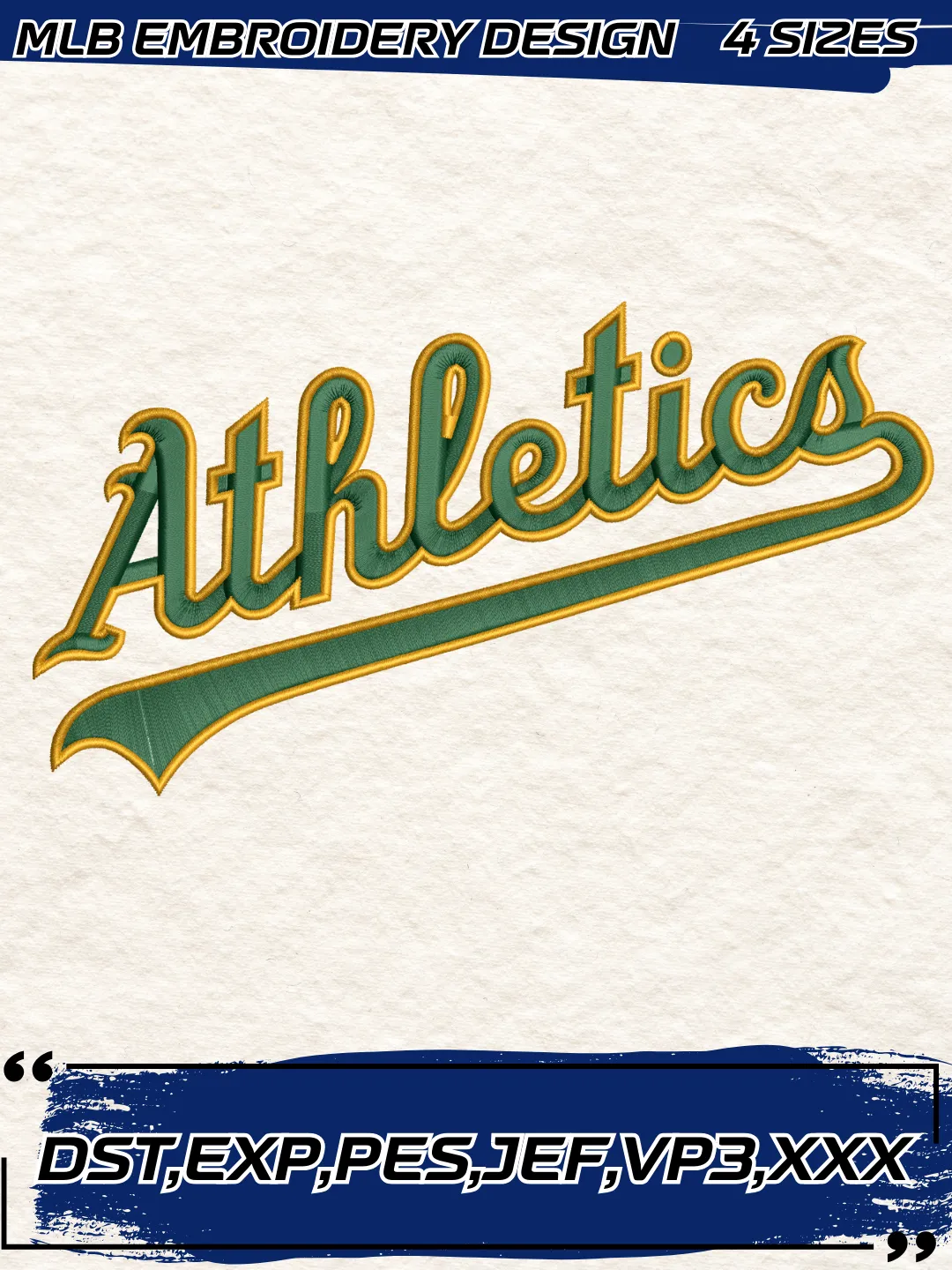 Oakland Athletics Jersey Logo Embroidery Design,MLB Embroidery Design,Machine Embroidery Design File,4 Sizes, Digital Download