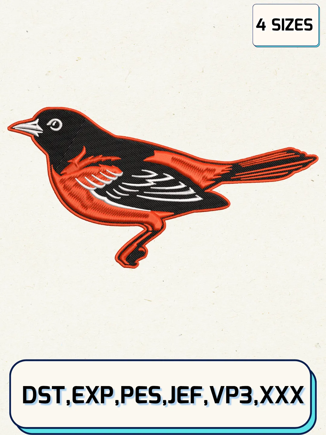 Baltimore Orioles Alternate Logo Embroidery Design Files,MLB Logo Embroidery Designs,Machine Embroidery Files,4 Sizes