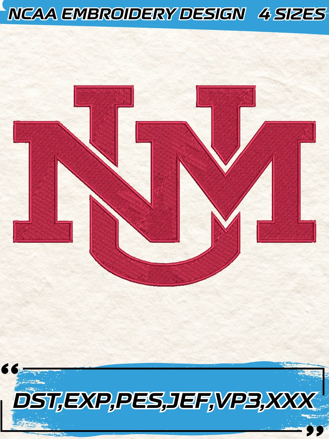 New Mexico Lobos Logo Embroidery Design,NCAA Logo Embroidery Design,Machine Embroidery Design File,4 Sizes, Digital Download