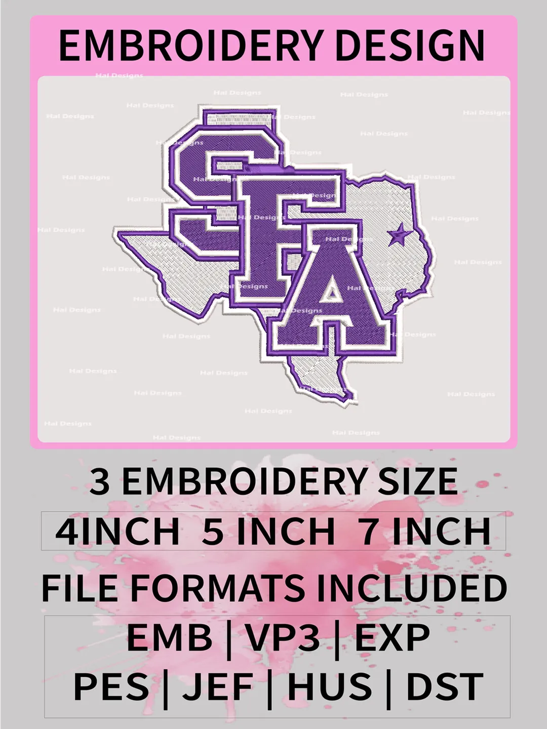 NCAA Stephen F. Austin Lumberjacks Embroidery File, 3 Sizes, 6 Formats, NCAA Machine Embroidery Design, NCAA Logo, NCAA Teams