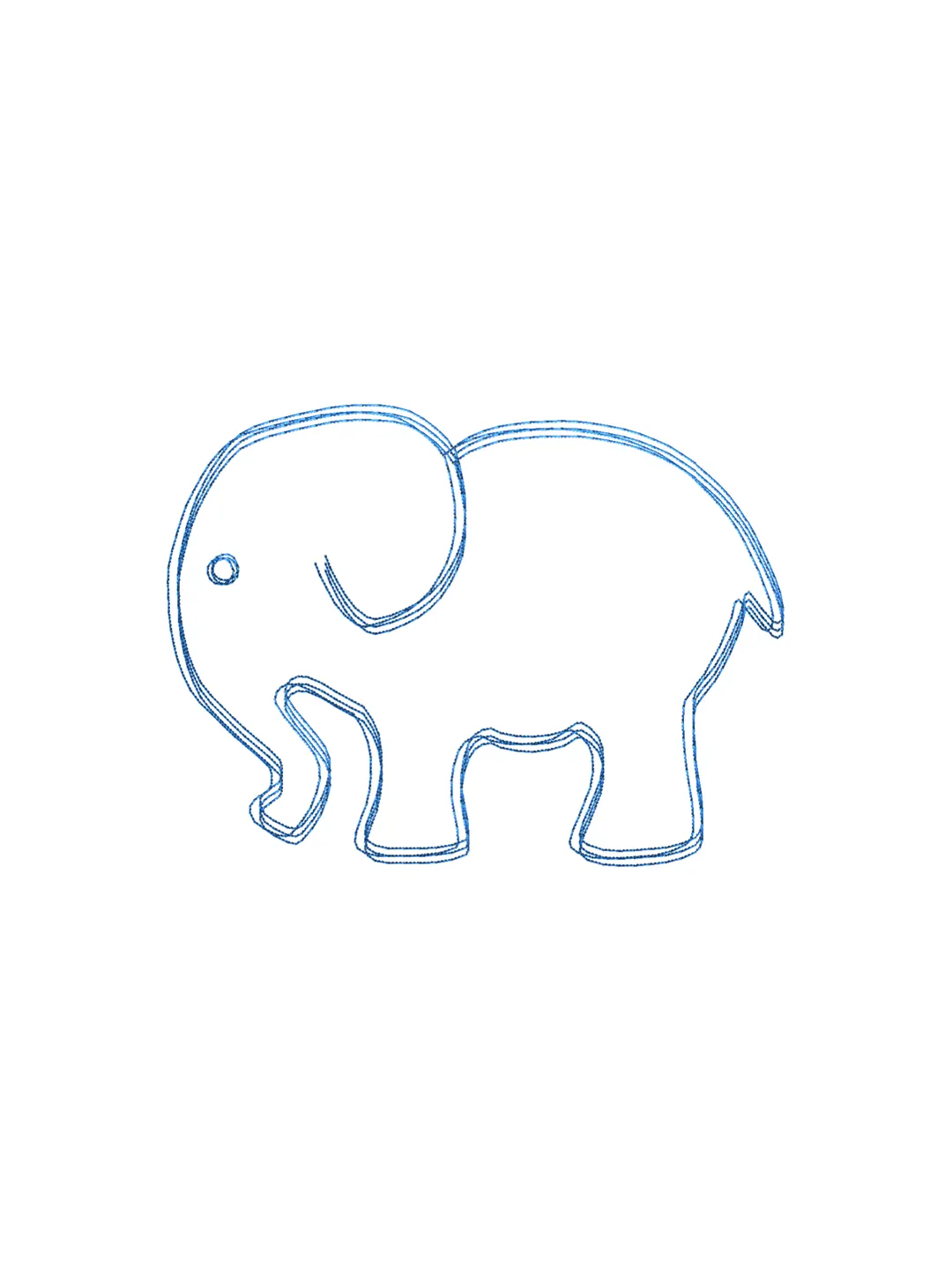 Elephant scribble stitch embroidery design,Elephant embroidery design,Fun embroidery design,INSTANT DOWNLOAD-1387