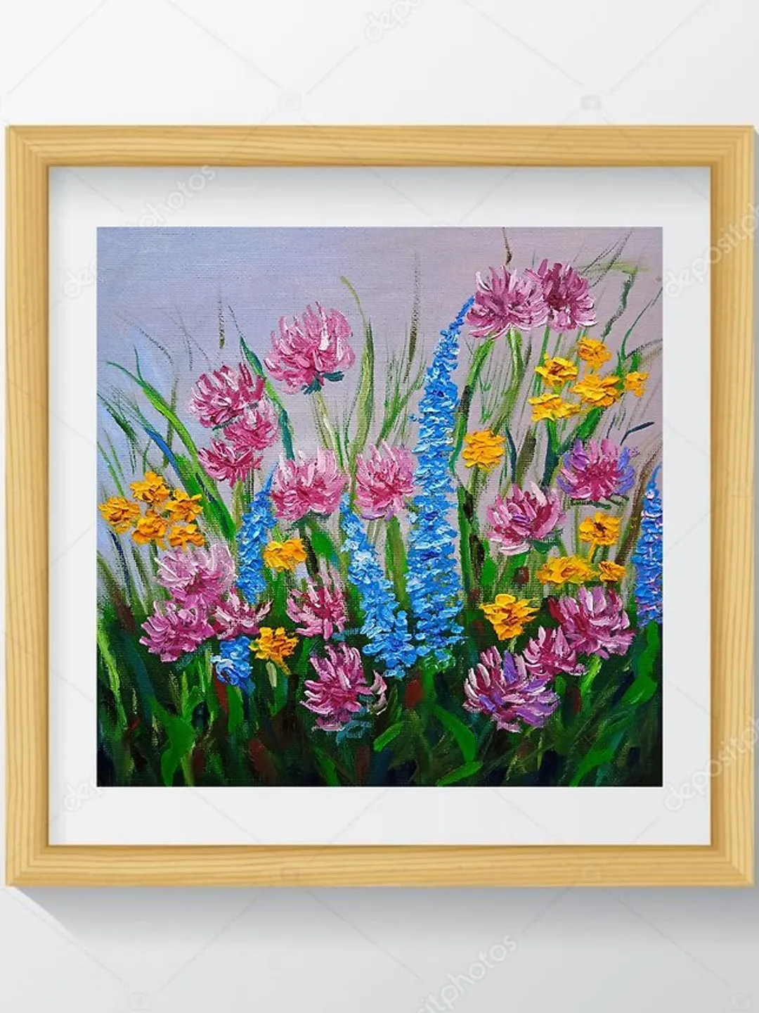 Painting Art with Flowers Floral Art Original Oil Painting Impasto Art 20x20 cm