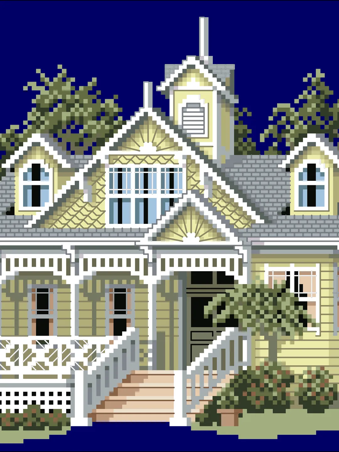 Vintage Cross Stitch Pattern Victorian House Counted Digital Download PDF