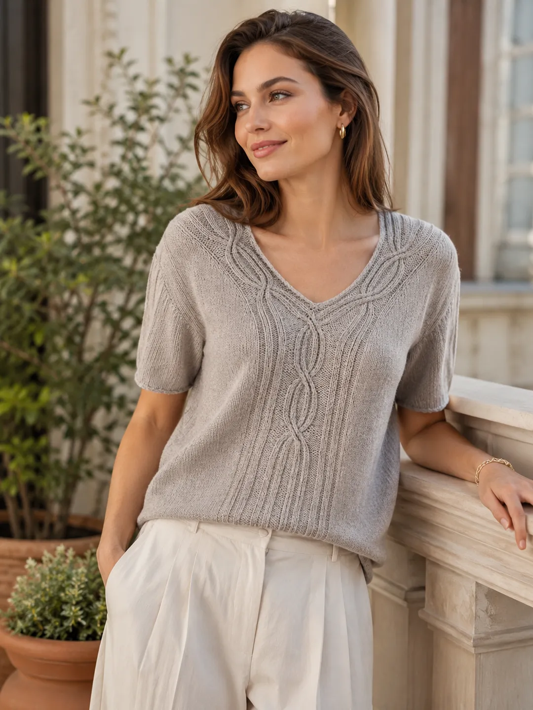 Cable Knit Tank Top Pattern PDF | V-Neck Cropped Sweater Knitting