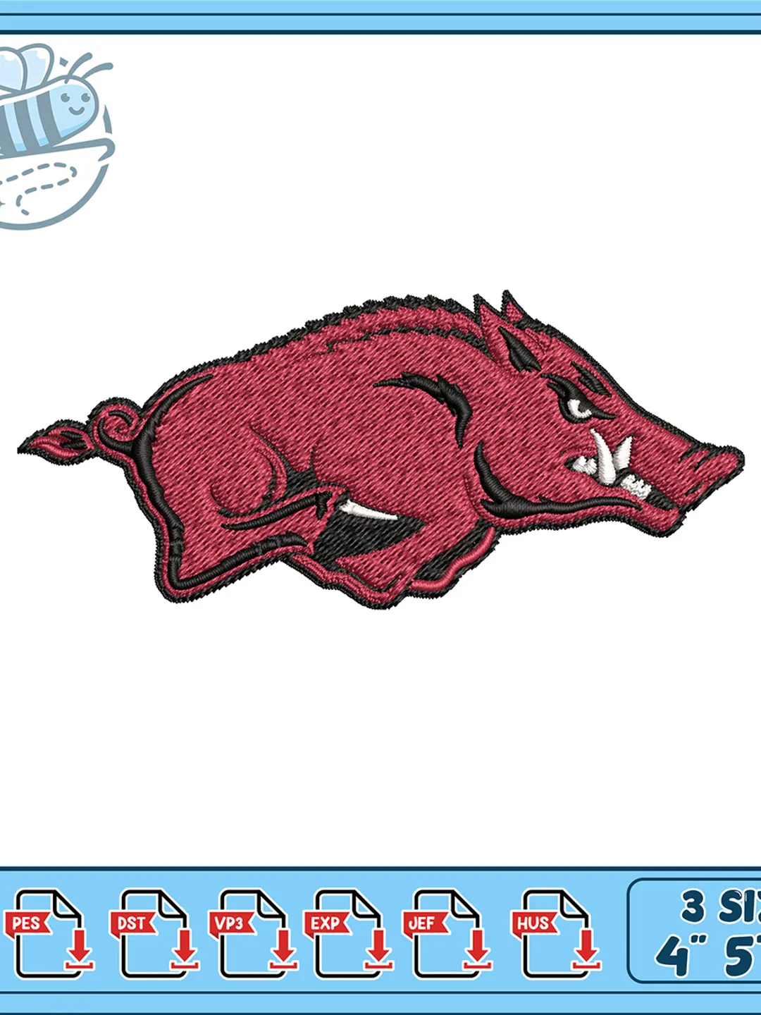 Running Razorback Hog Arkansas Razorbacks Hog Embroidery Design, Running Wild Boar Machine ...