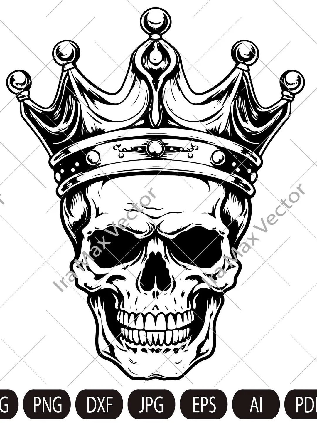 Skull svg file, King Skull svg, Skull cut file, Skull in crown svg file, Day of death , skull king crown, halloween, gothic, goth