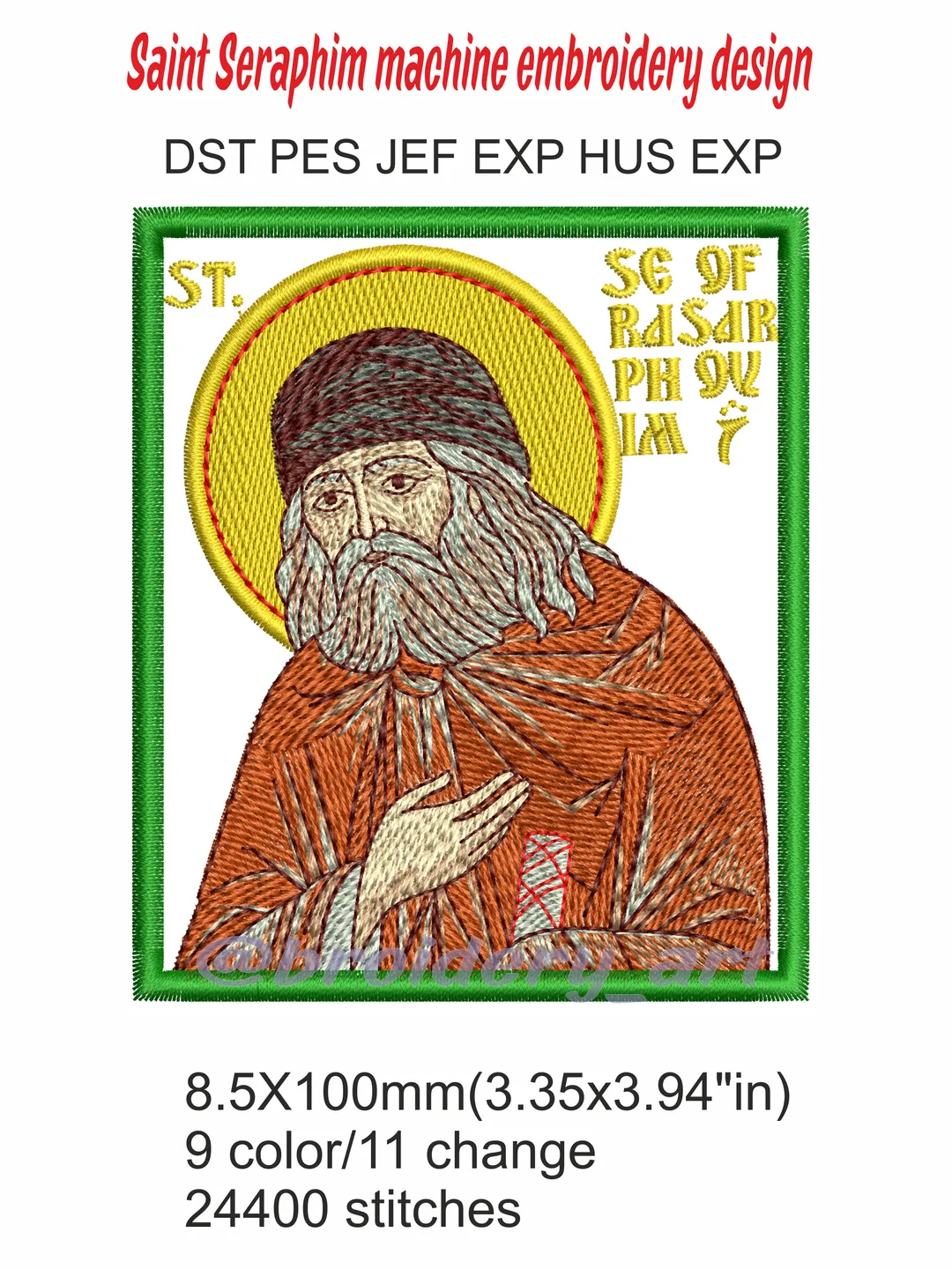 Saint Seraphim of Sarov embroidery design