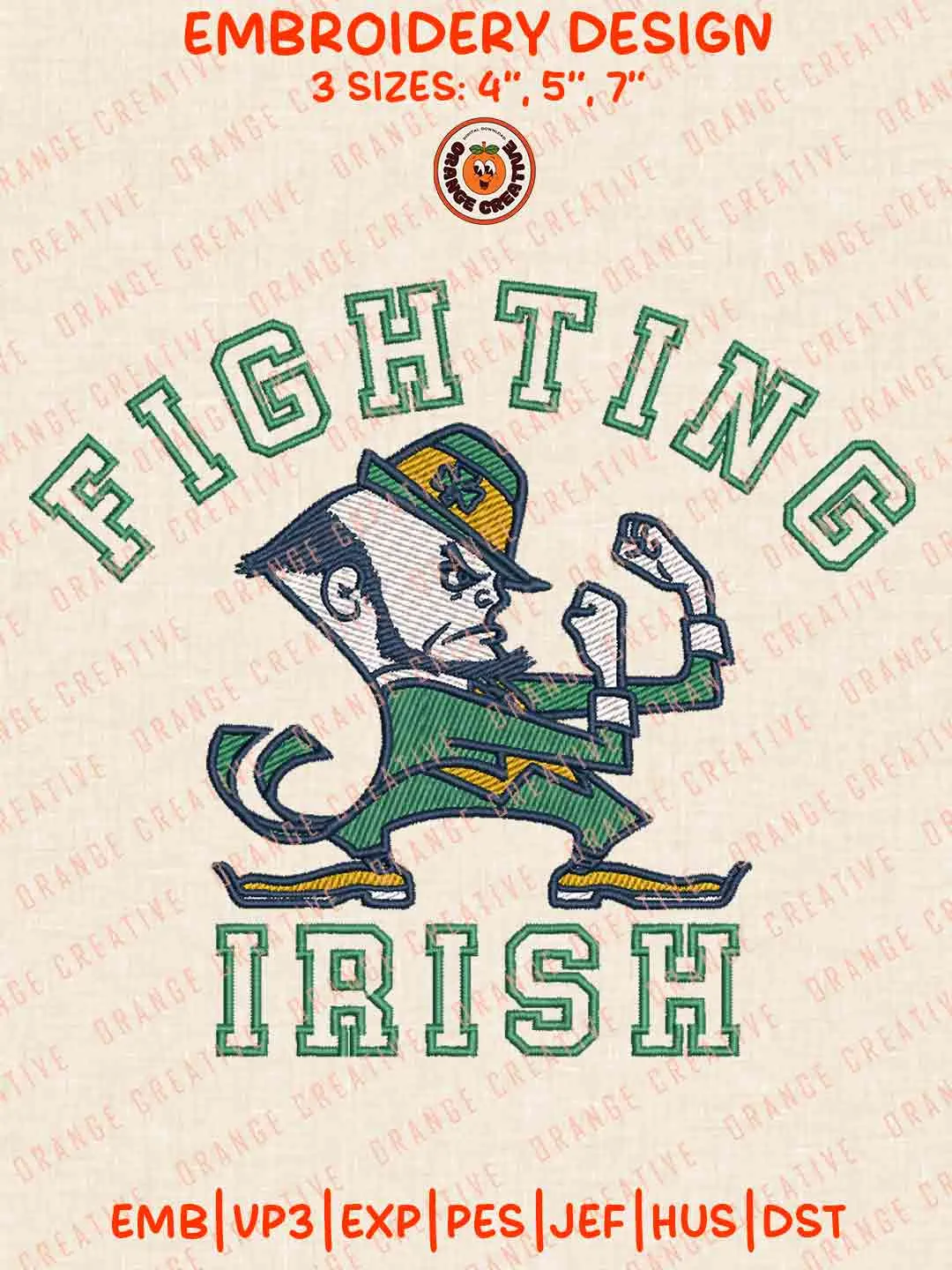 Notre Dame Fighting Irish NCAA Logo Embroidery Files, NCAA Team Embroidery Design, Machine Embroidery Design File, 4 Sizes, Custom Size, Digital Download