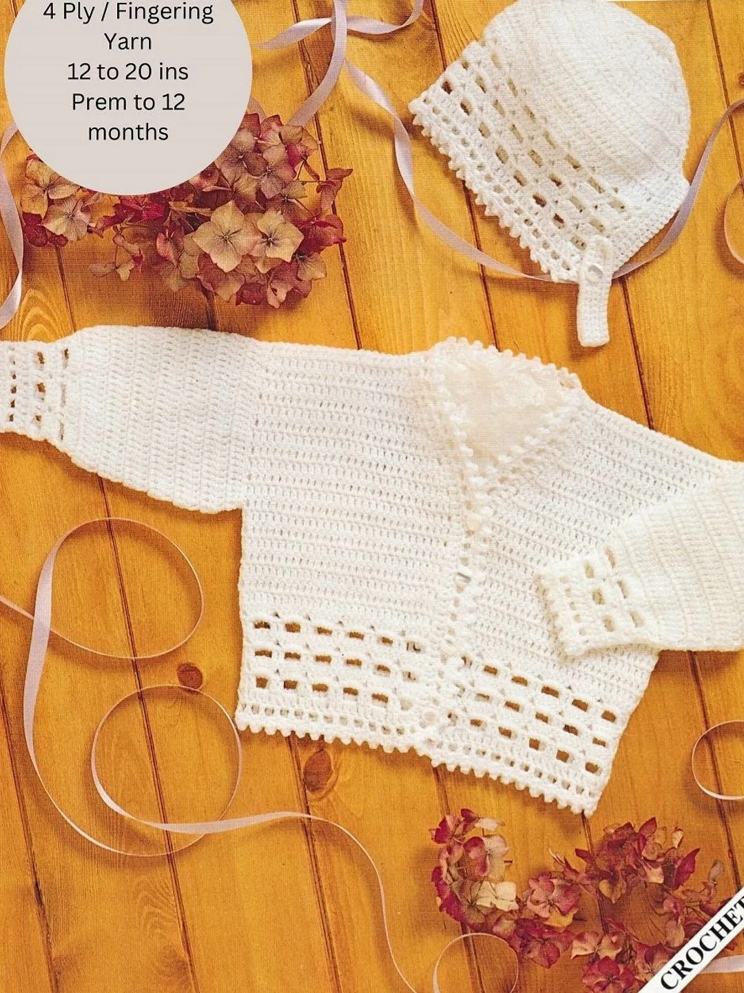 Baby cardigan crochet pattern, hat and cardigan crochet baby pdf