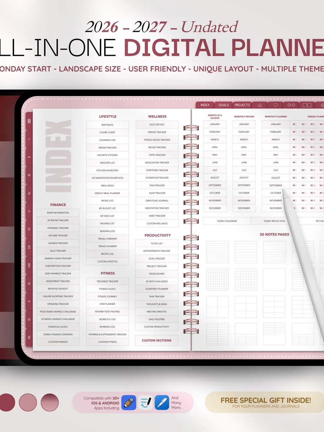 2026 2027 & Undated Digital Planner | All-in-One Planner | iPad Andriod ...