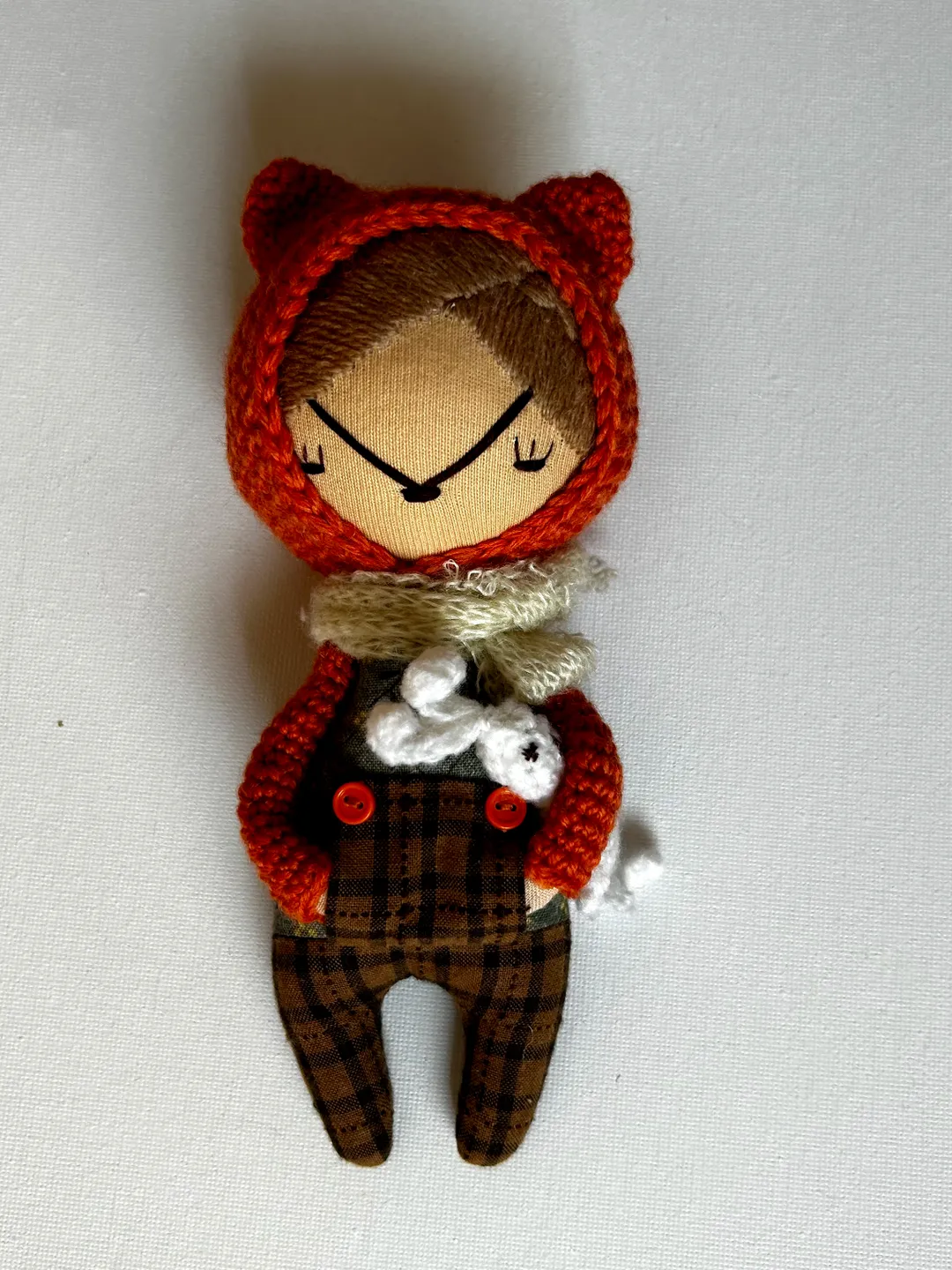 Phoebe fox, American cotton, Phoebe Fox, cotton doll, fabric doll, knitted fox, handmade fox, fabric fox, gift for a child, decoration for a children's room