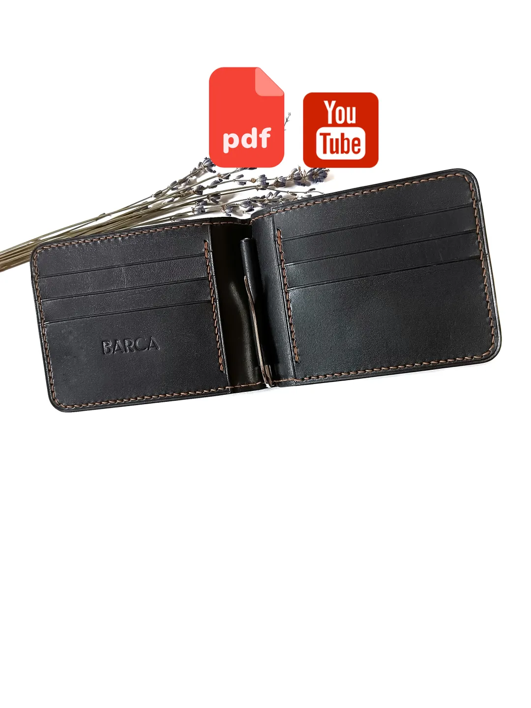 PDF Pattern of a wallet with a clip for Euro bills - Pattern of a leather wallet - Download PDF & video TUTORIAL