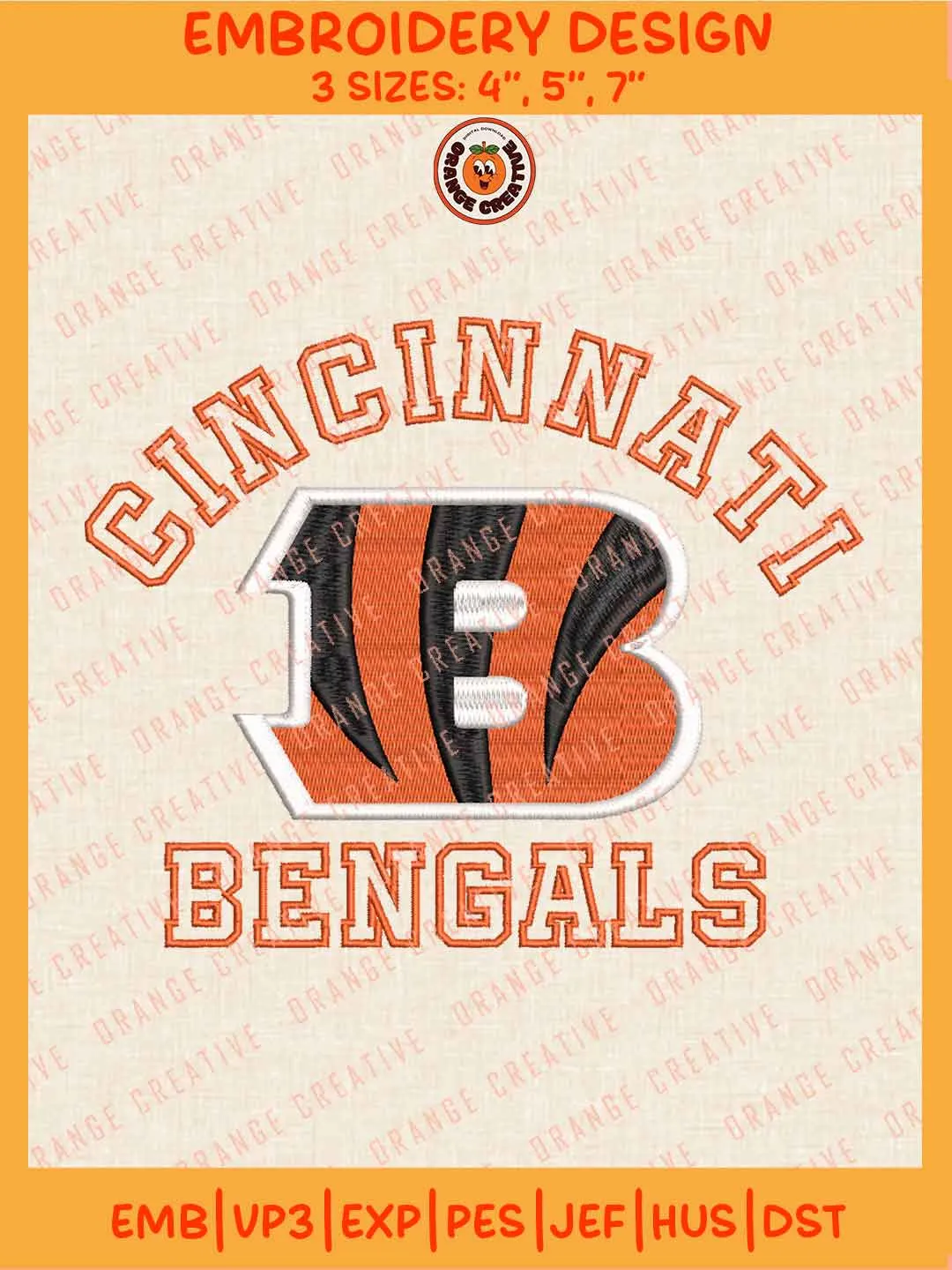 NFL Cincinnati Bengals Team Word Logo Embroidery Files, Cincinnati Bengals Football Team Embroidery Designs, NFL Bengals Machine Embroidery Files, NFL Football Team Machine Embroidery Files, Digital Download