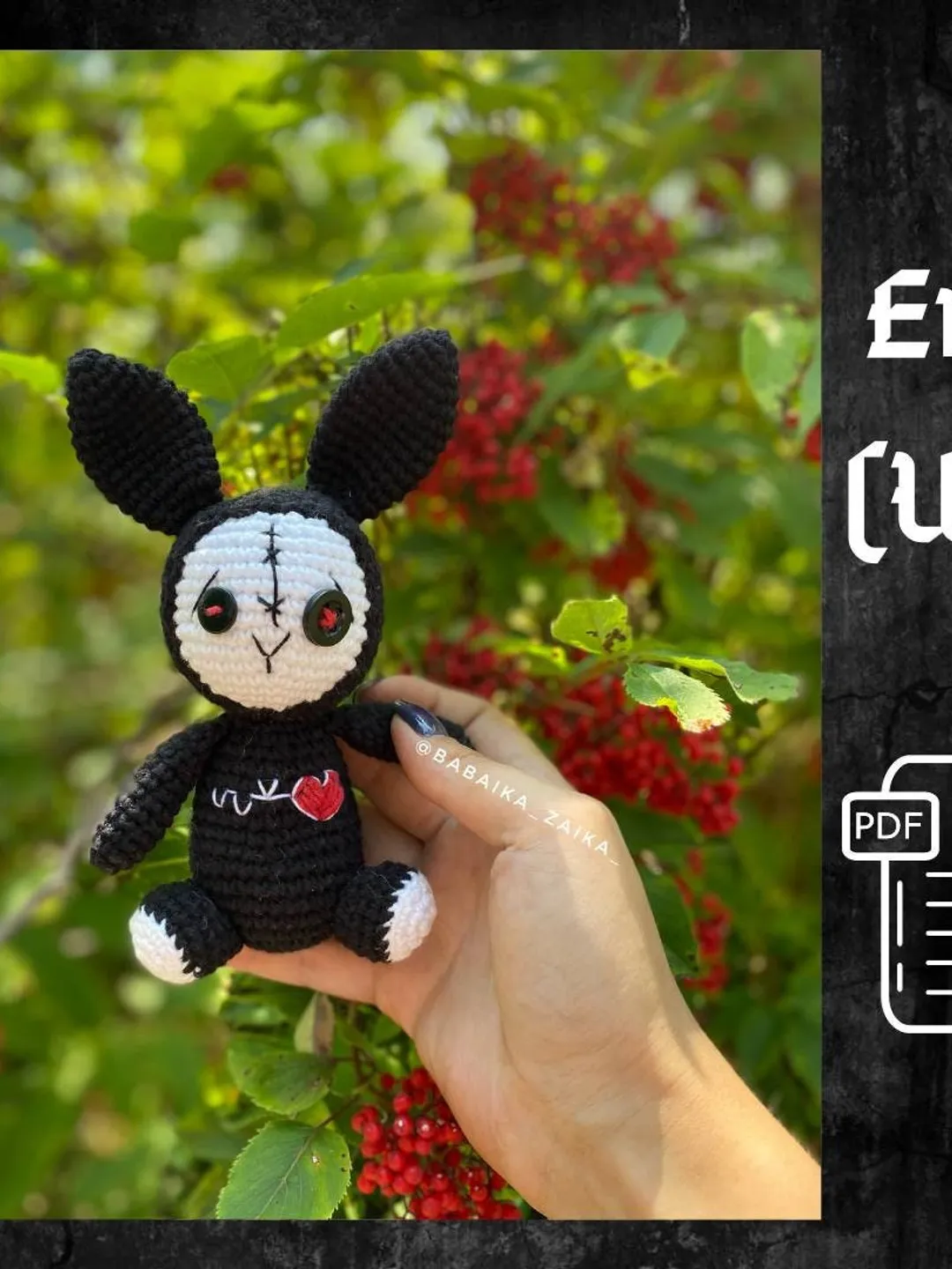 PDF Crochet small Voodoo Bunny Amigurumi Pattern button eyes, Crochet halloween Halloween Crochet Pattern Zombie pattern Monster toy pattern